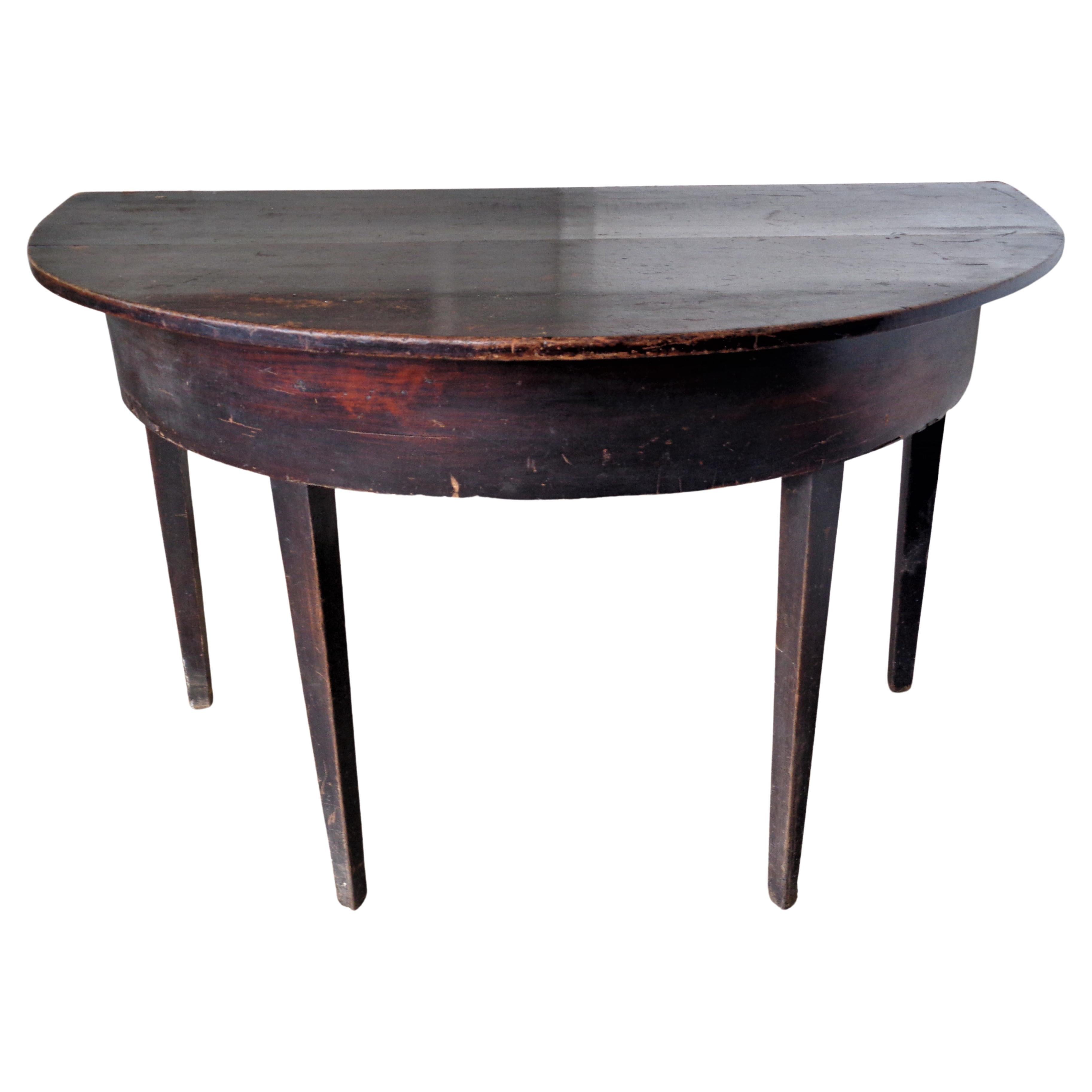 Early 19th Century American Country Demilune Table  For Sale