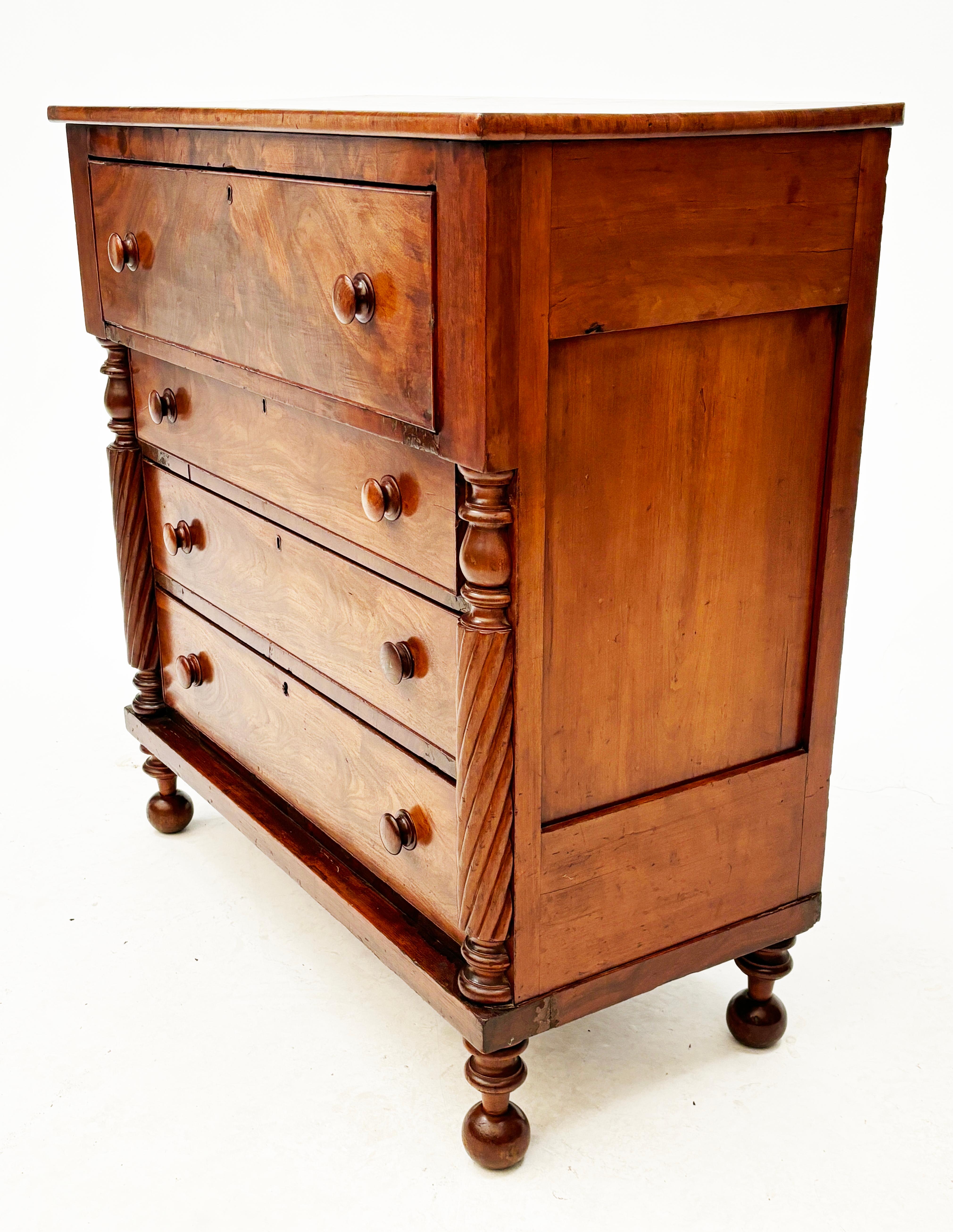 Early 19th Century American Empire Figured Cherry Chest of Drawers 9
