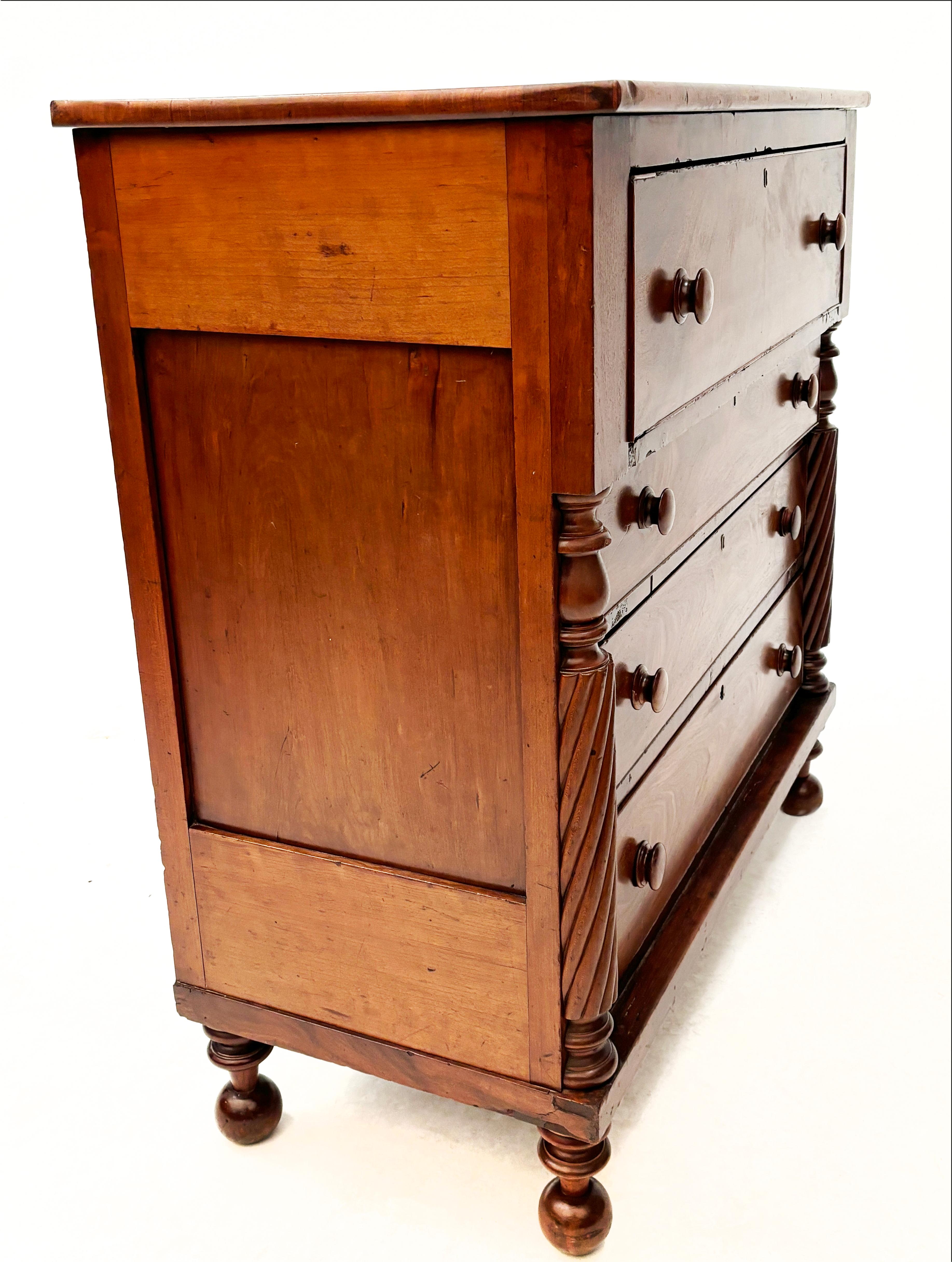 Early 19th Century American Empire Figured Cherry Chest of Drawers 2