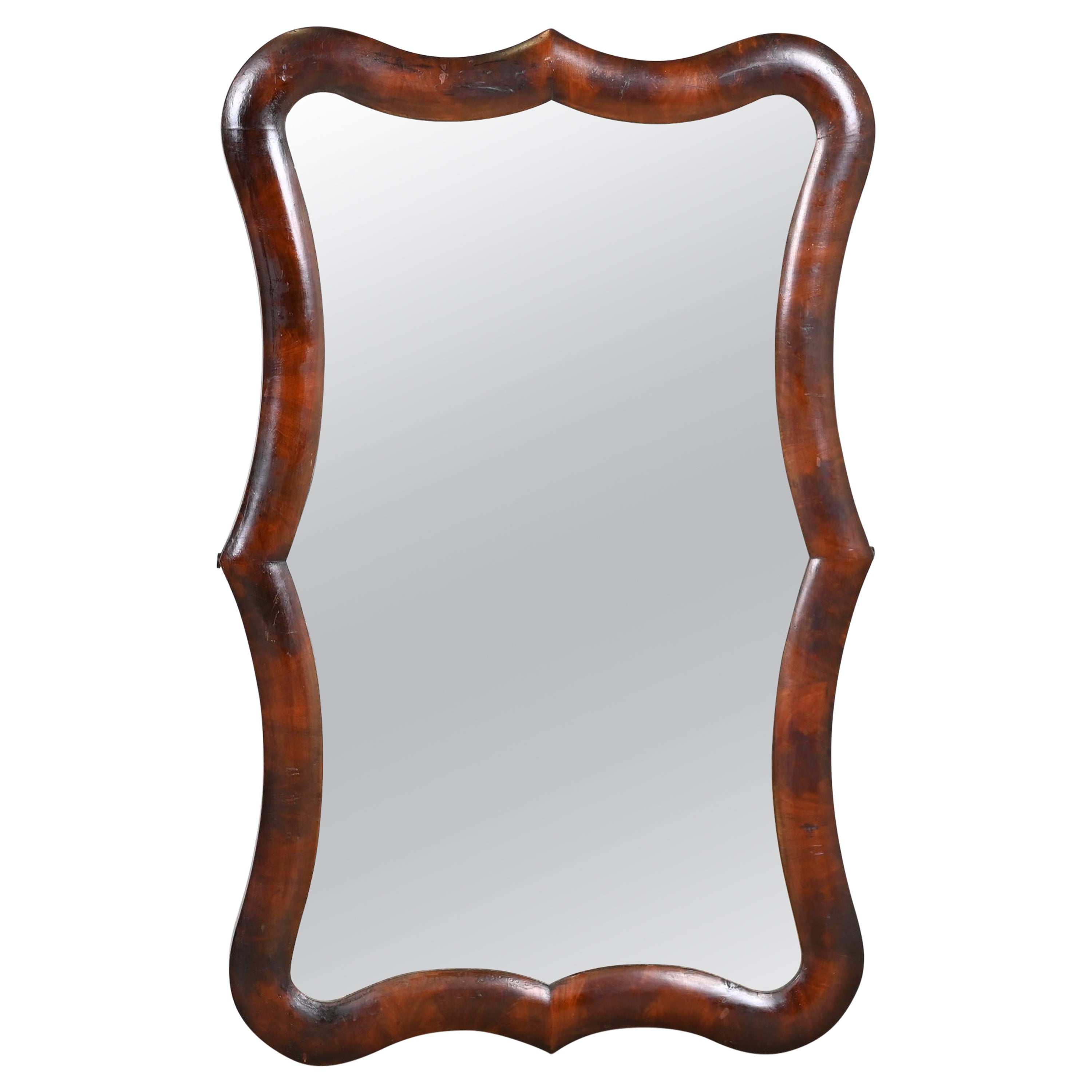 Early 19th Century, American Empire Flame Mahogany Framed Wall Mirror