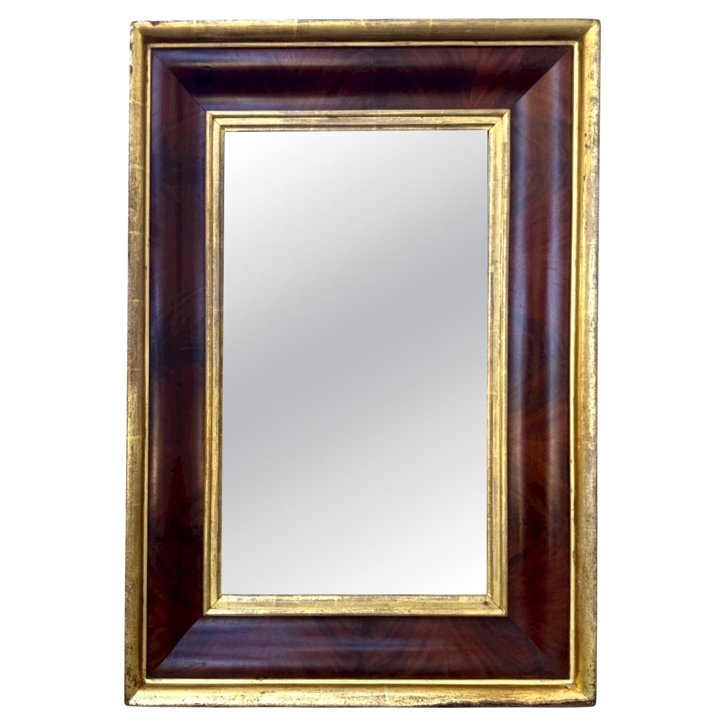 Early 19th Century American Empire Mahogany and Gilt Ogee Wall Mirror. For Sale