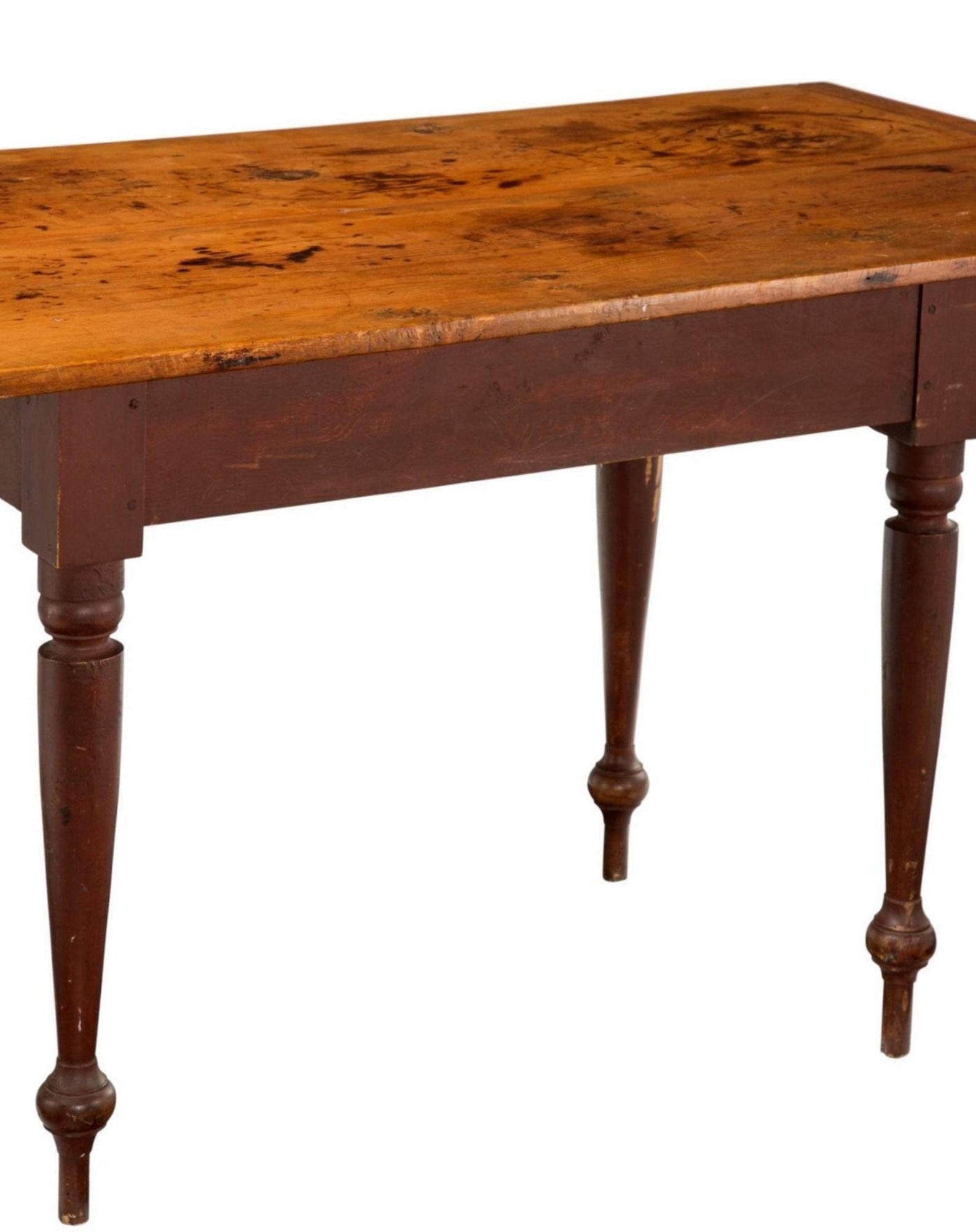 Hand-Crafted Early 19th Century American Farmhouse Harvest Work Table For Sale
