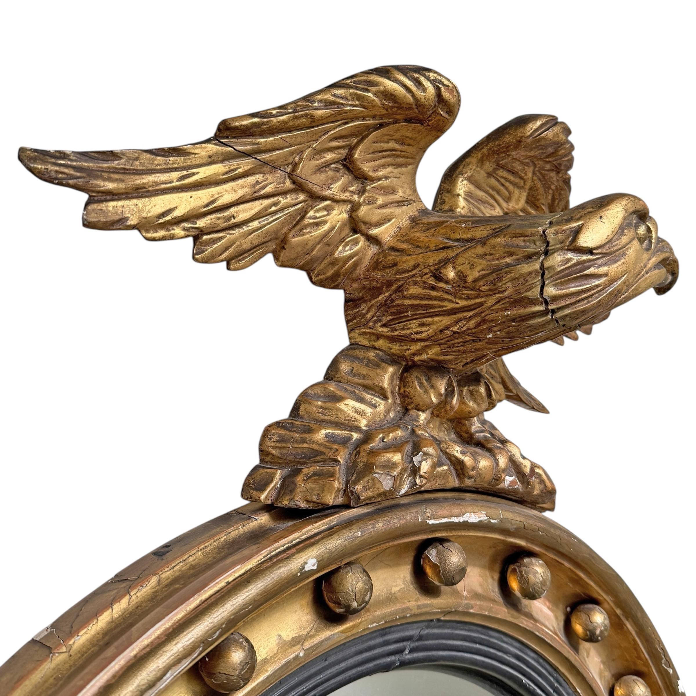 Early 19th Century American Federal Convex Mirror For Sale 4