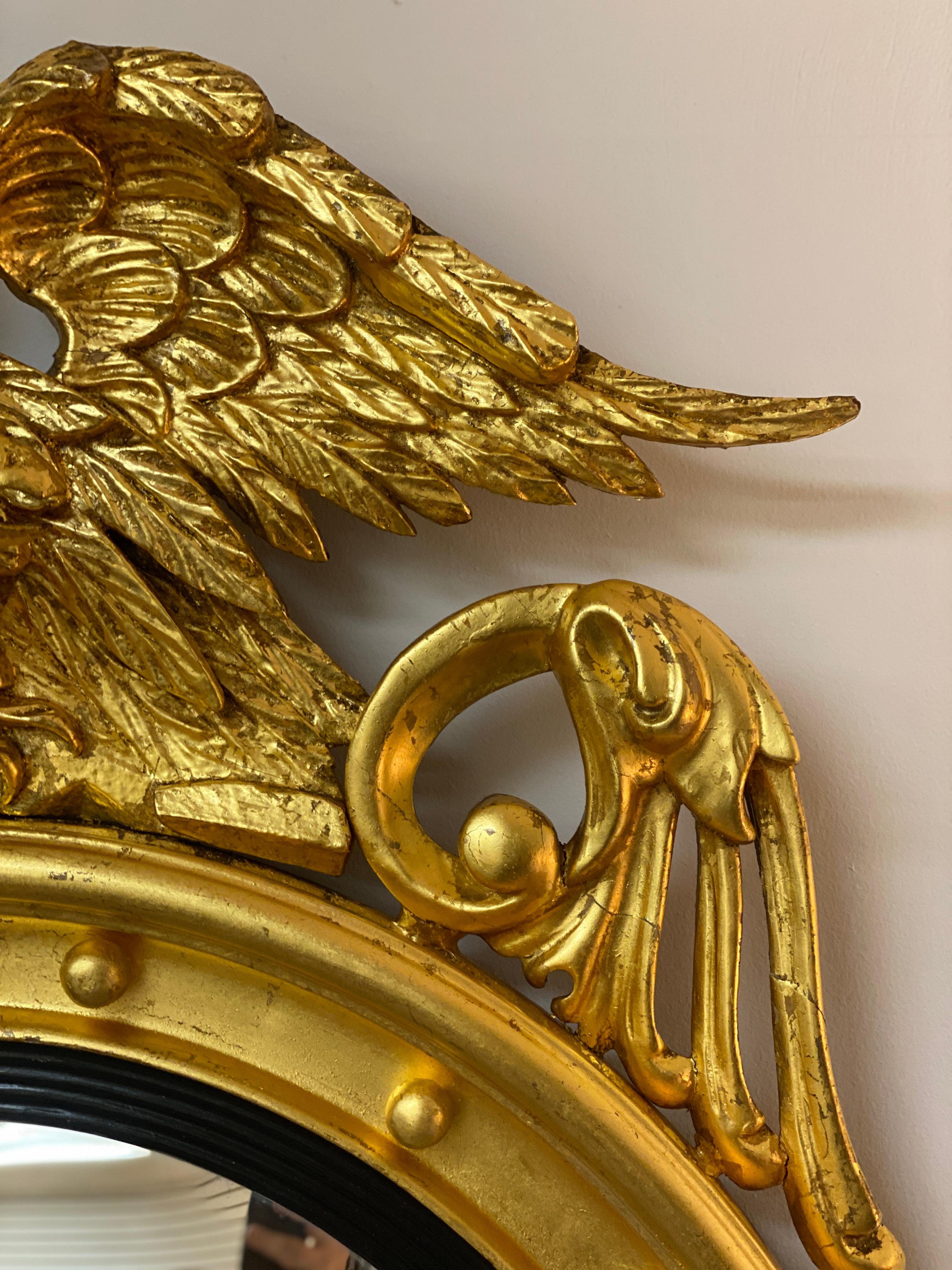 Early 19th Century American Federal Gilt Convex Eagle Mirror 2