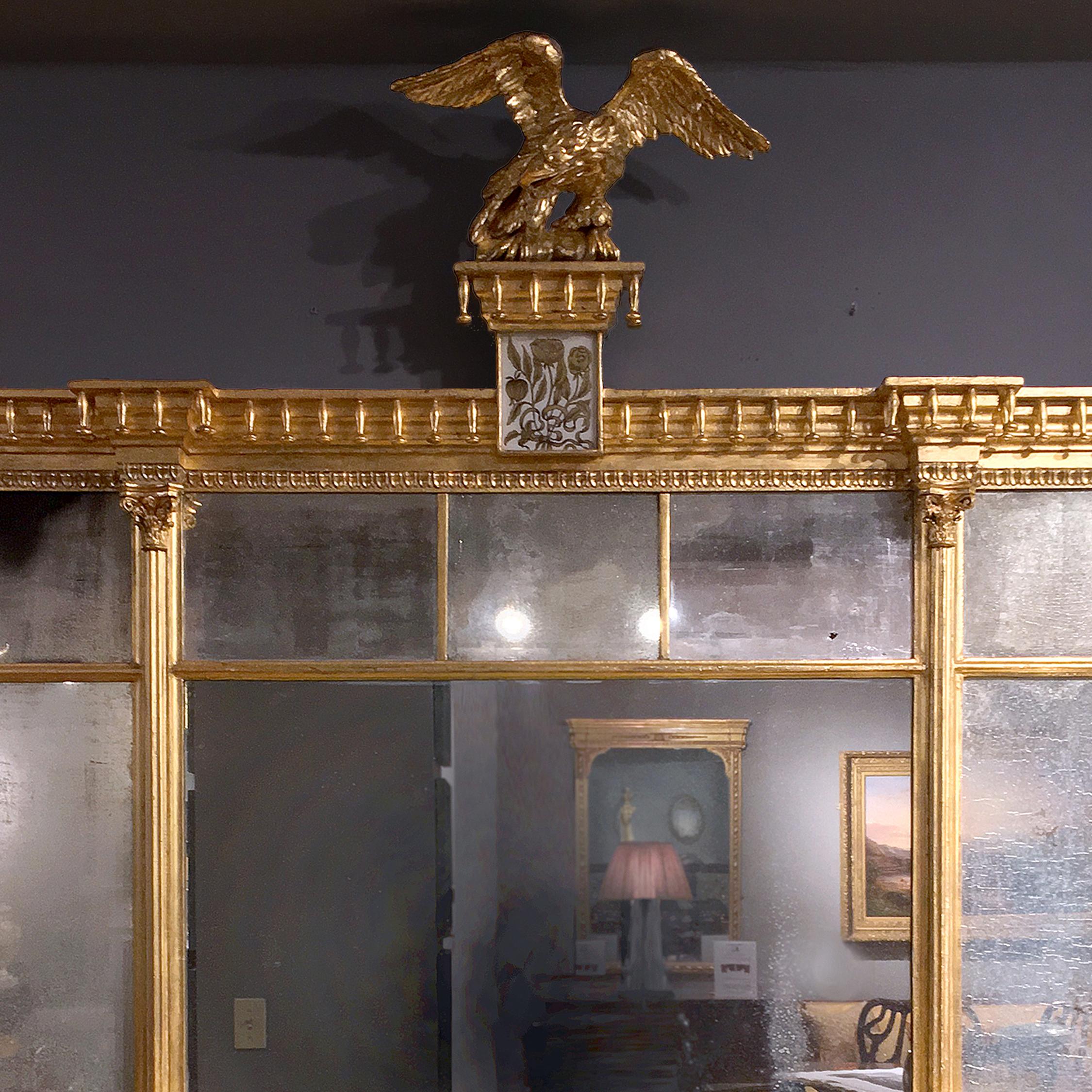 Early 19th Century American Federal Gilt Overmantel Mirror In Excellent Condition For Sale In Long Island City, NY