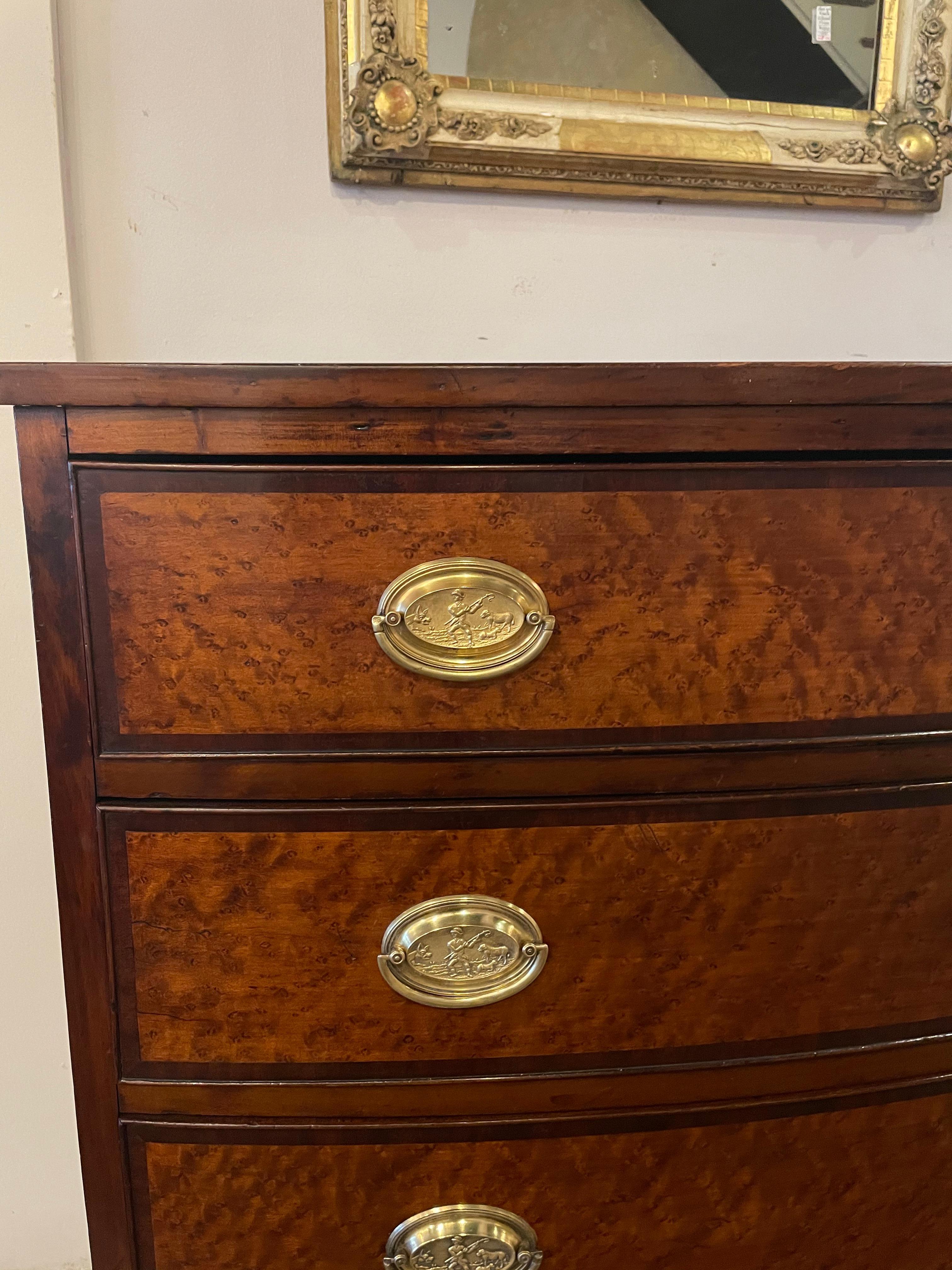 Early 19th Century American Figured Mahogany Bow Front Chest For Sale 2