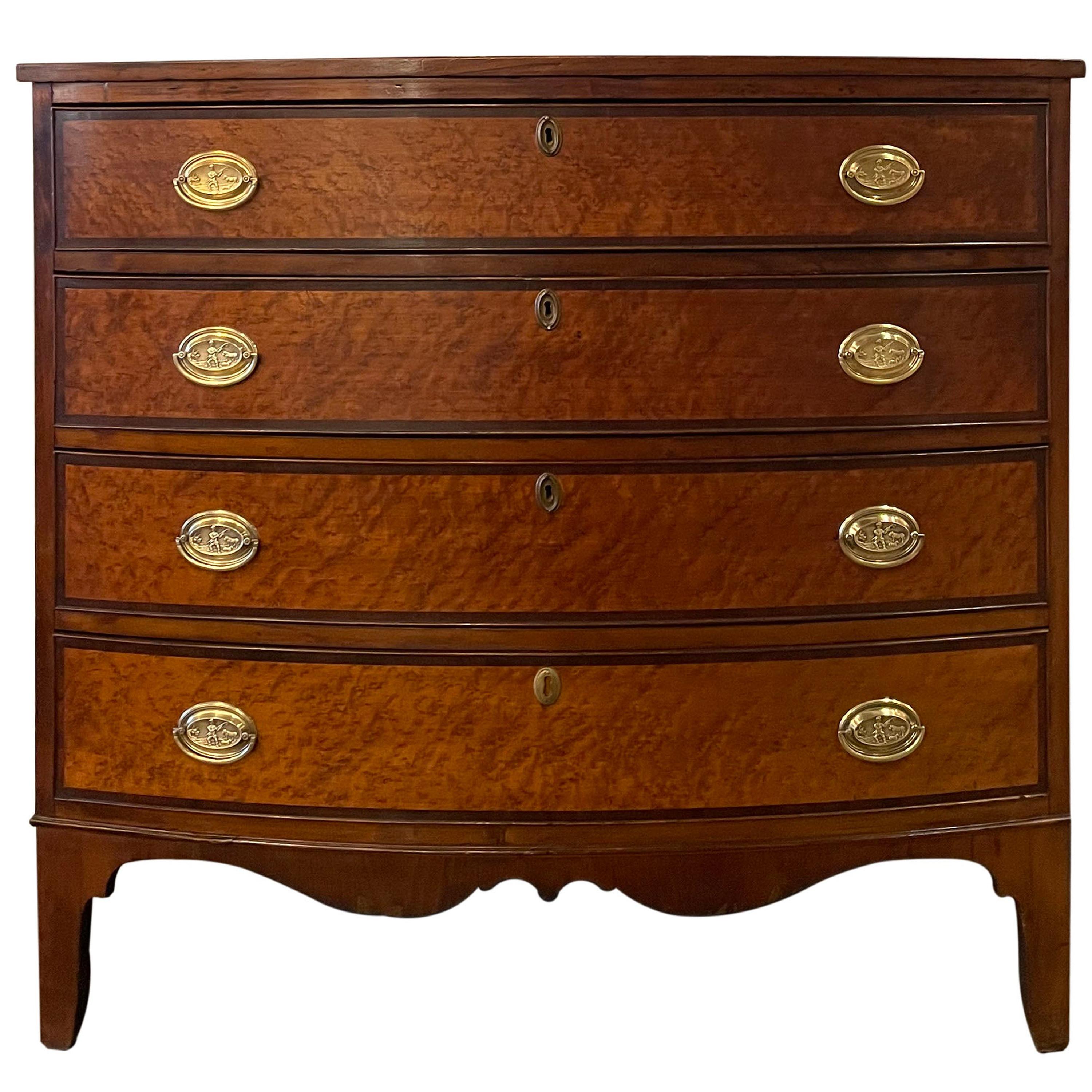 Early 19th Century American Figured Mahogany Bow Front Chest For Sale