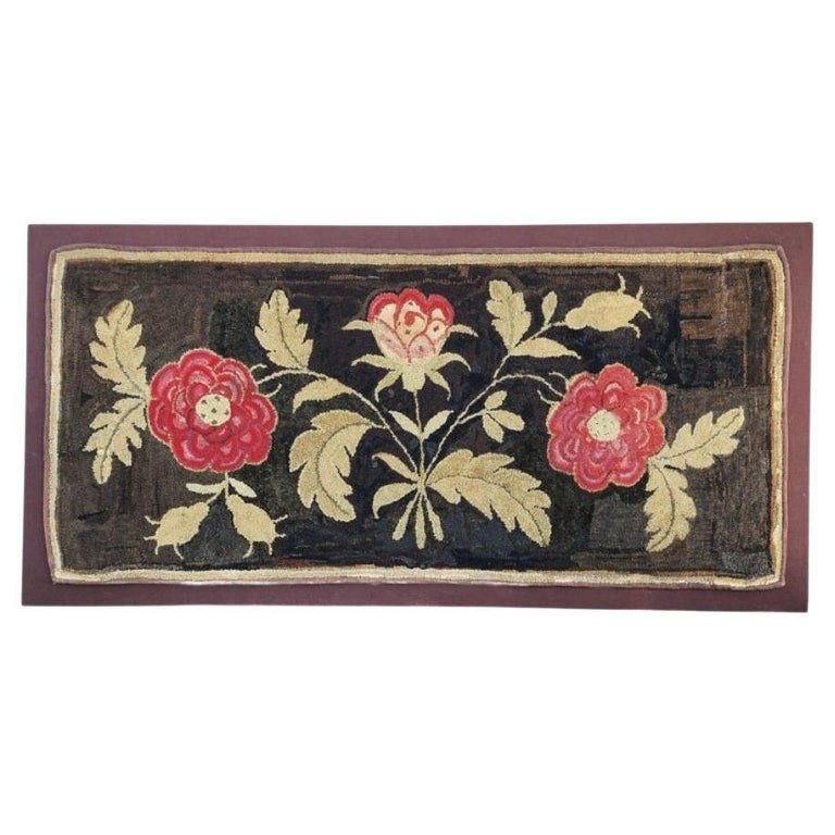 American Folk Art Hearth Rug Early 19th Century For Sale at 1stDibs