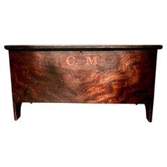 Early 19th Century American Folk Art Six-Board Blanket Chest.