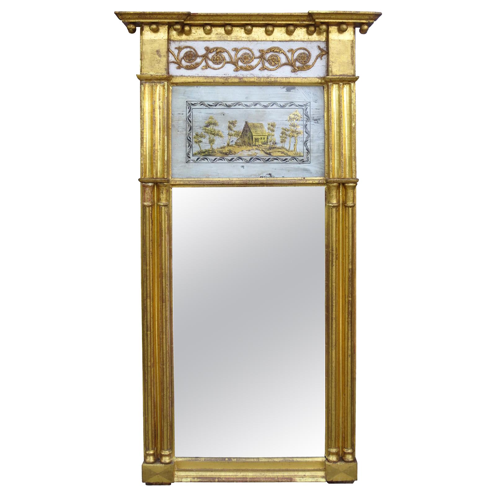 Early 19th Century American Giltwood Églomisé Mirror For Sale