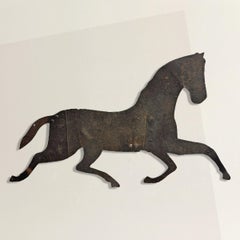 Early 19th Century American Iron Horse Weathervane on Custom Wall Mount