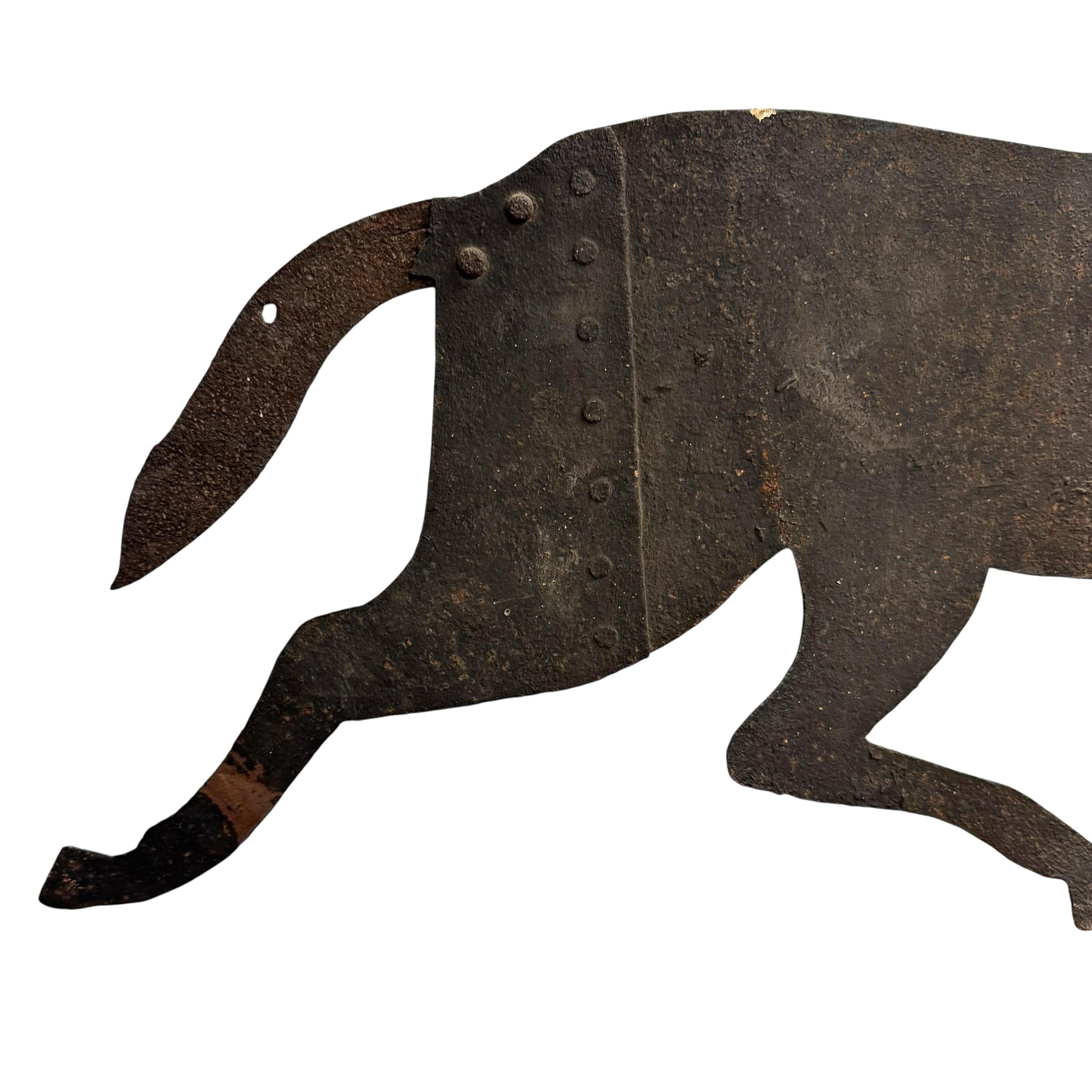Early 19th Century American Iron Horse Weathervane on Custom Wall Mount For Sale 2