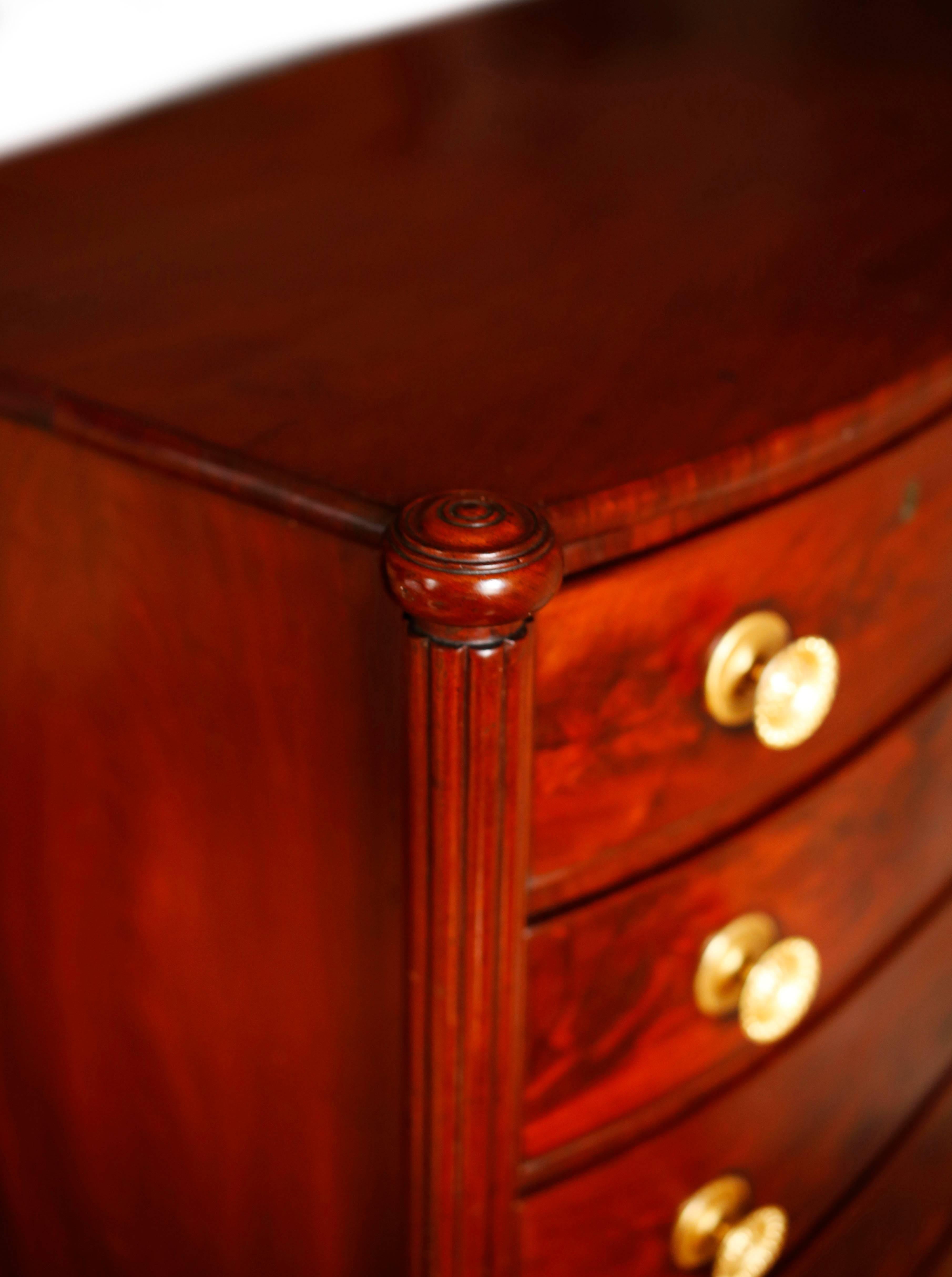 Early 19th Century American Mahogany Bowfront Sheraton Chest, School of McIntire 1