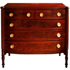 Early 19th Century American Mahogany Bowfront Sheraton Chest, School of McIntire
