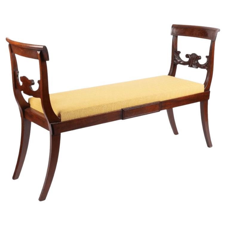 Early 19th Century American Mahogany Chair Back Window Bench For Sale