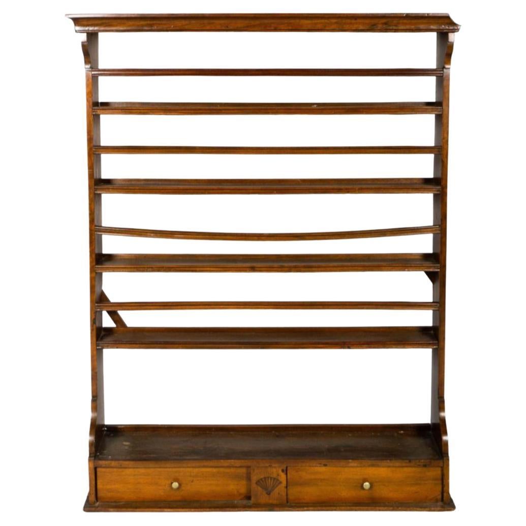 Early 19th Century American Mahogany Plate Rack with Two Drawers
