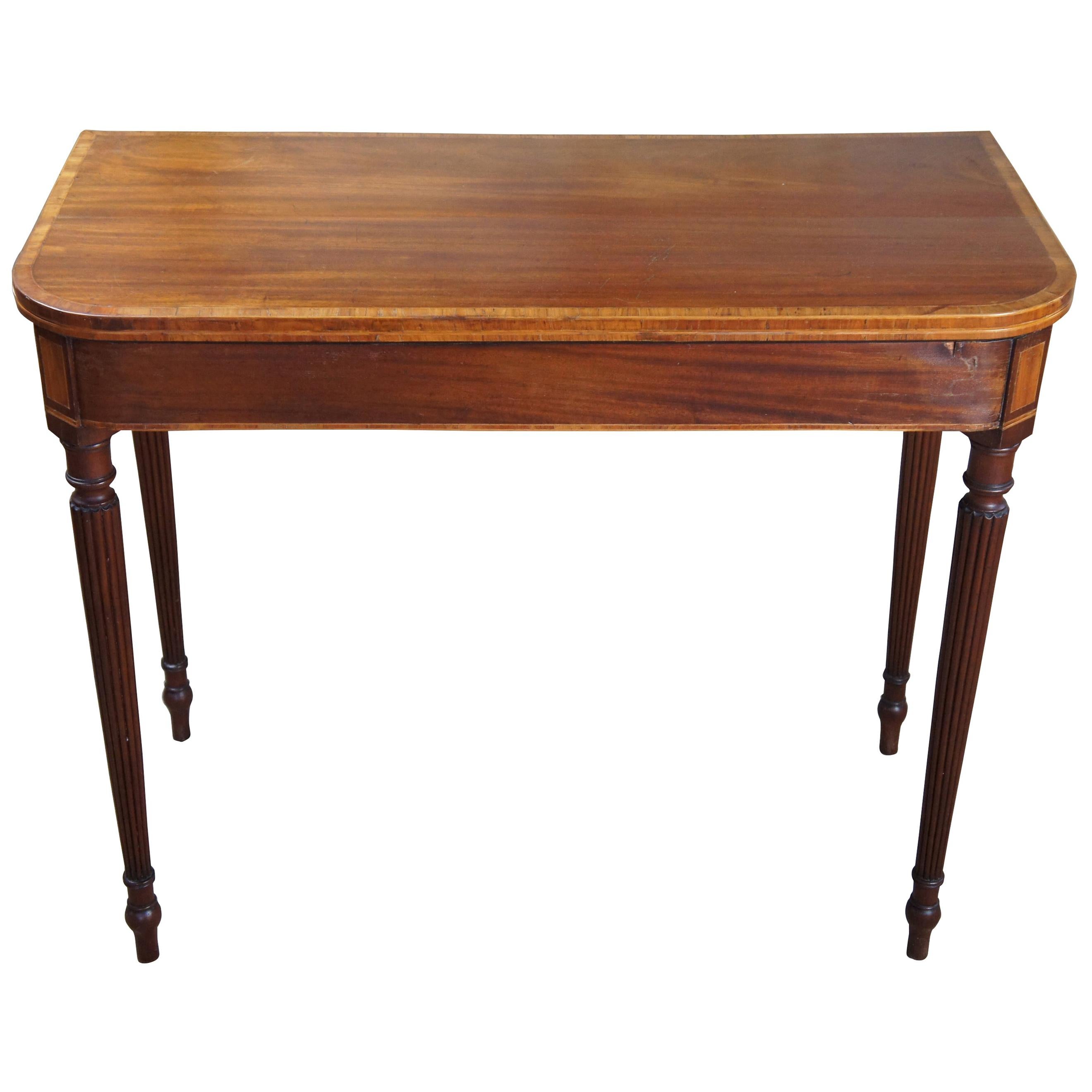 Early 19th Century American Mahogany Sheraton Console Game Table Hall Entryway
