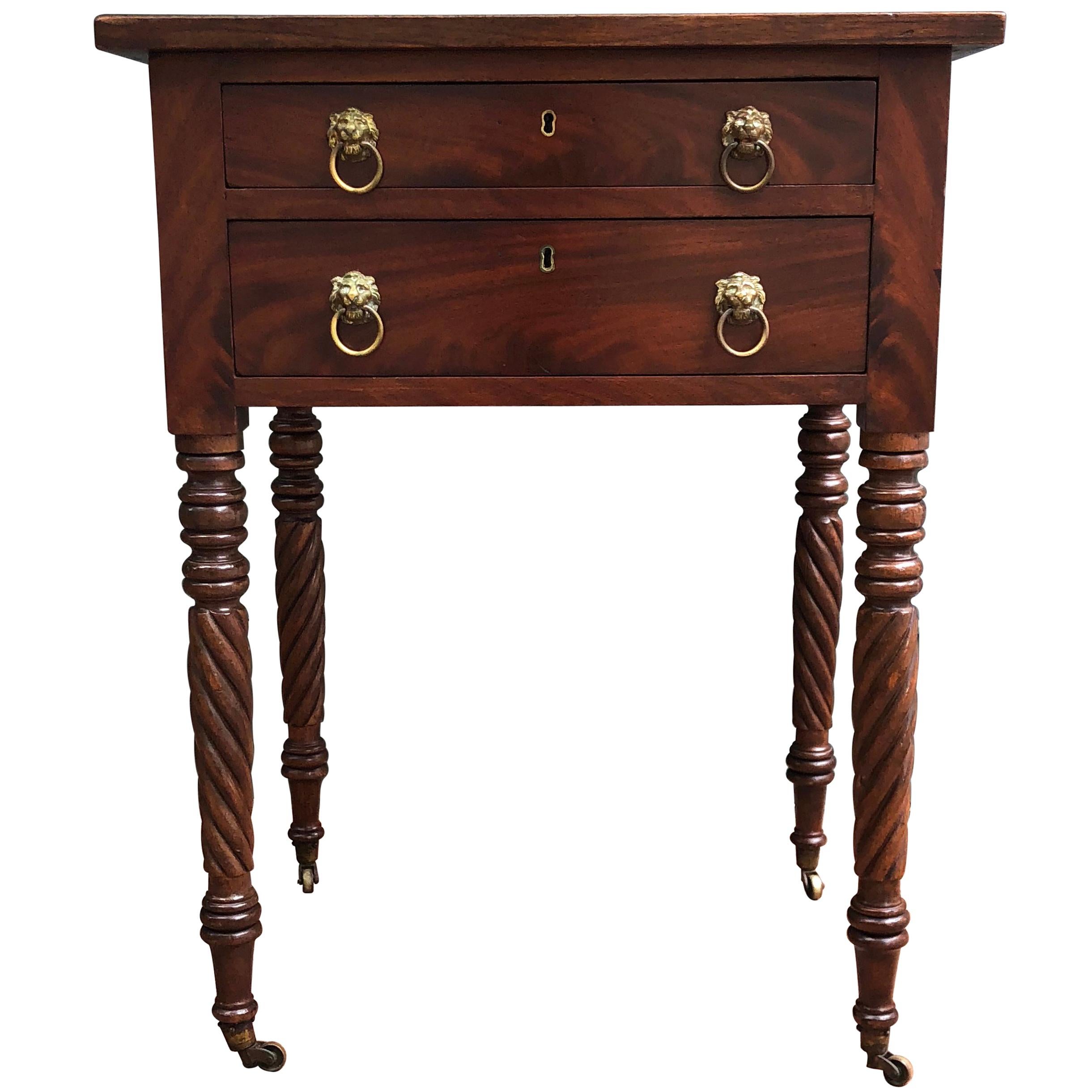  Early 19th Century American Mahogany Work Table with Turned Legs