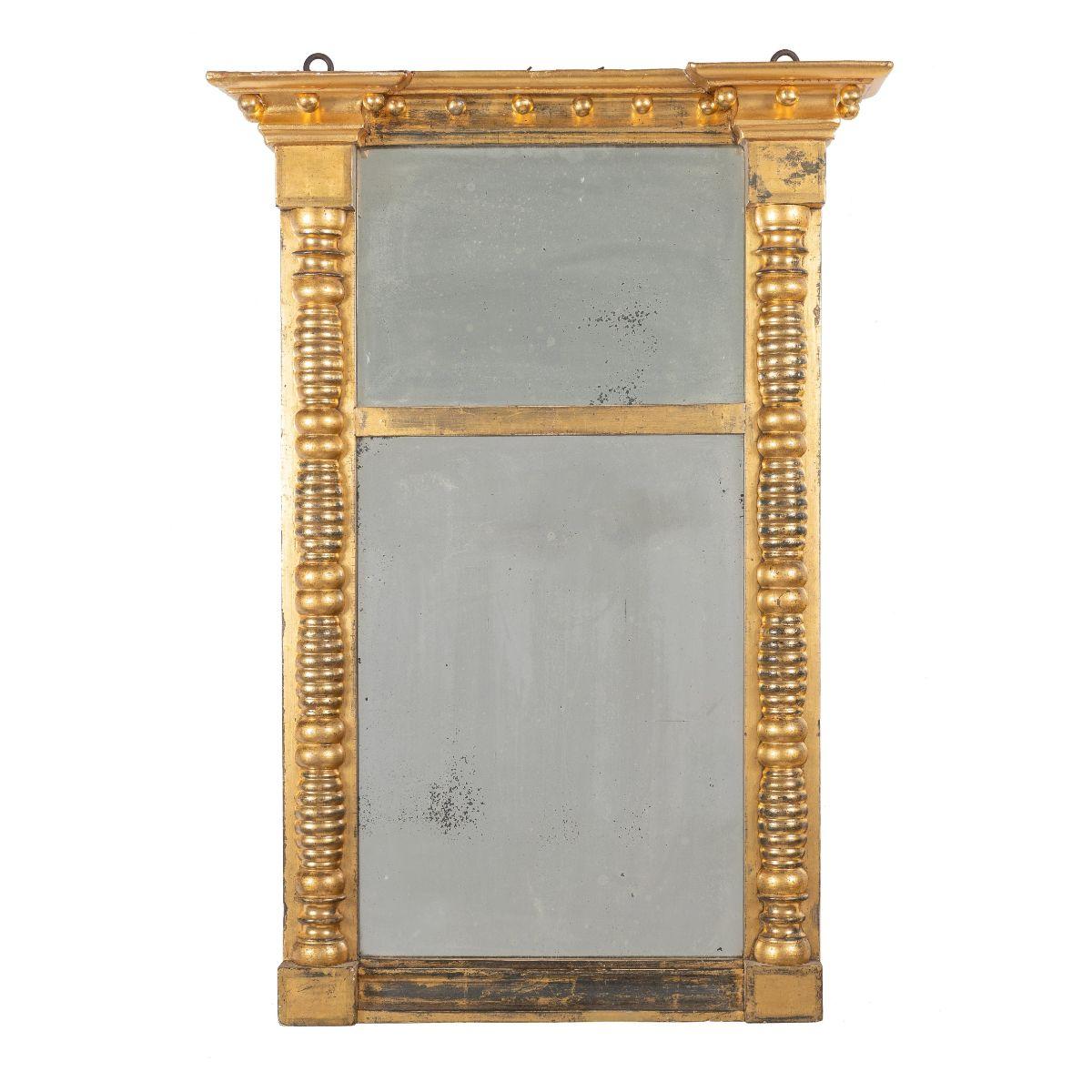 Vergoldeter Tabernakel-Pfeilerspiegel, amerikanisches Neuengland, frühes 19. Jahrhundert im Zustand „Gut“ im Angebot in Kenilworth, IL