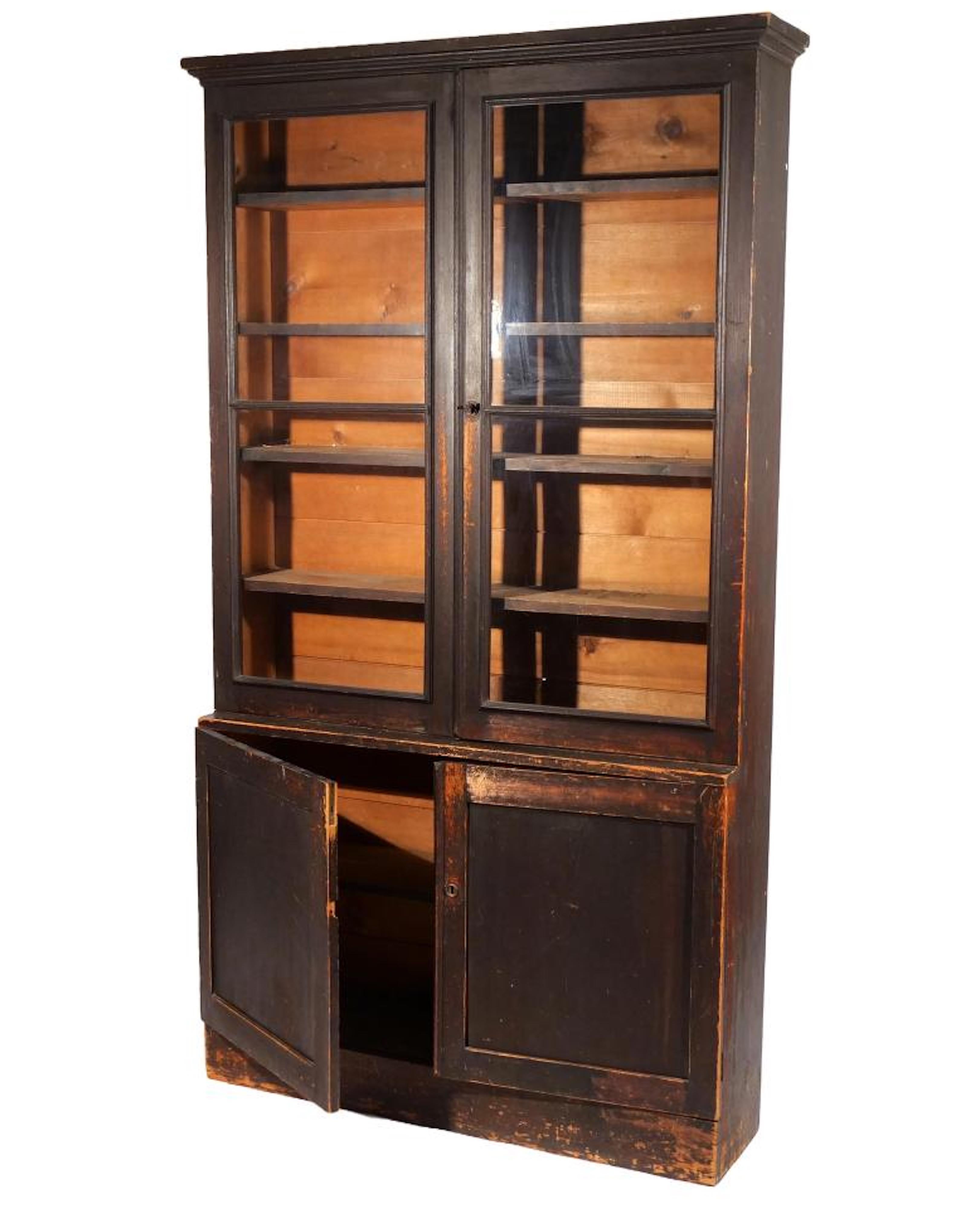 American Colonial Early 19th Century American Painted Bookcase For Sale
