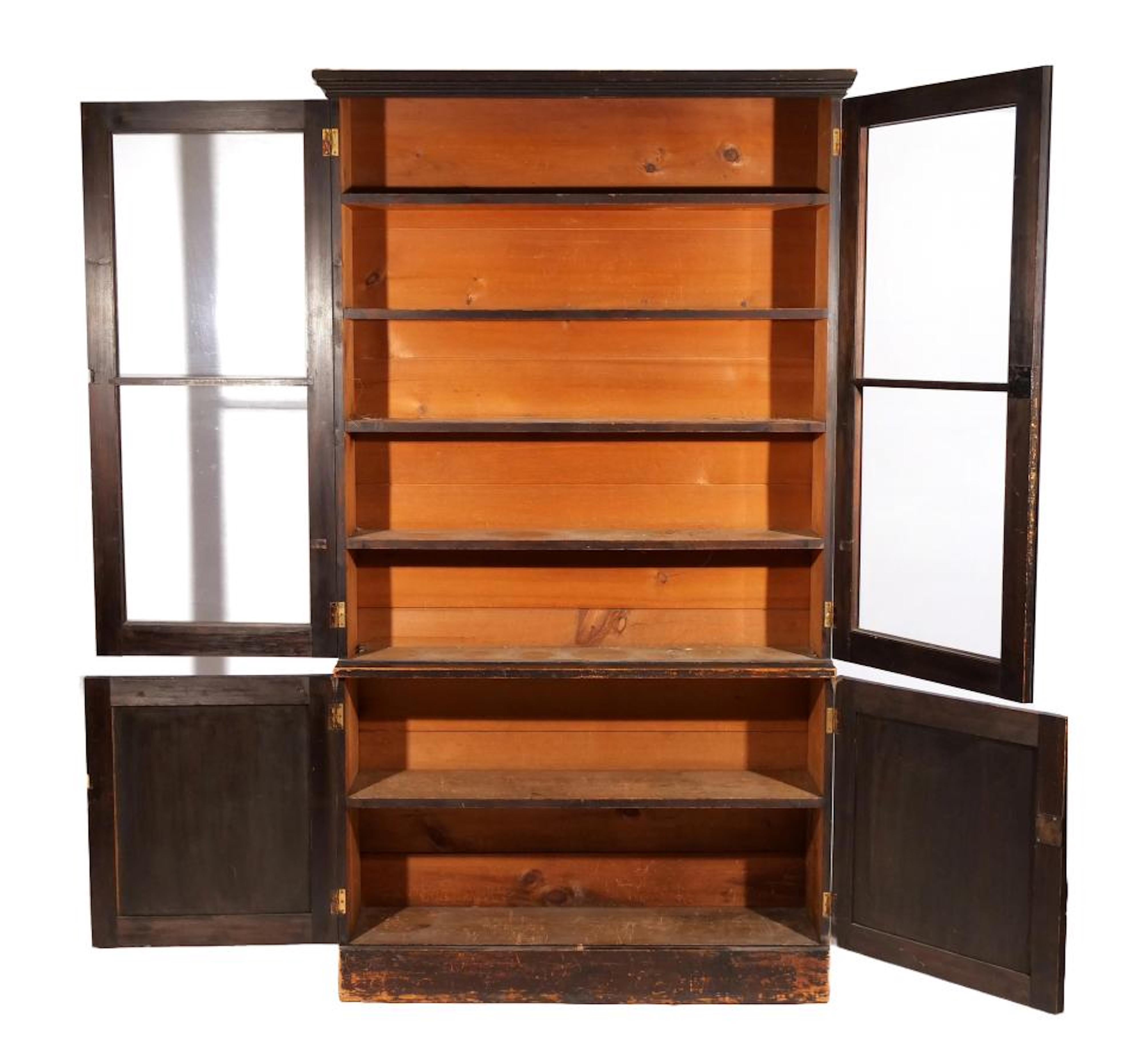 Wood Early 19th Century American Painted Bookcase For Sale