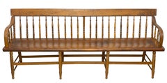 Early 19th Century American Pine Windsor Style Deacon's Bench