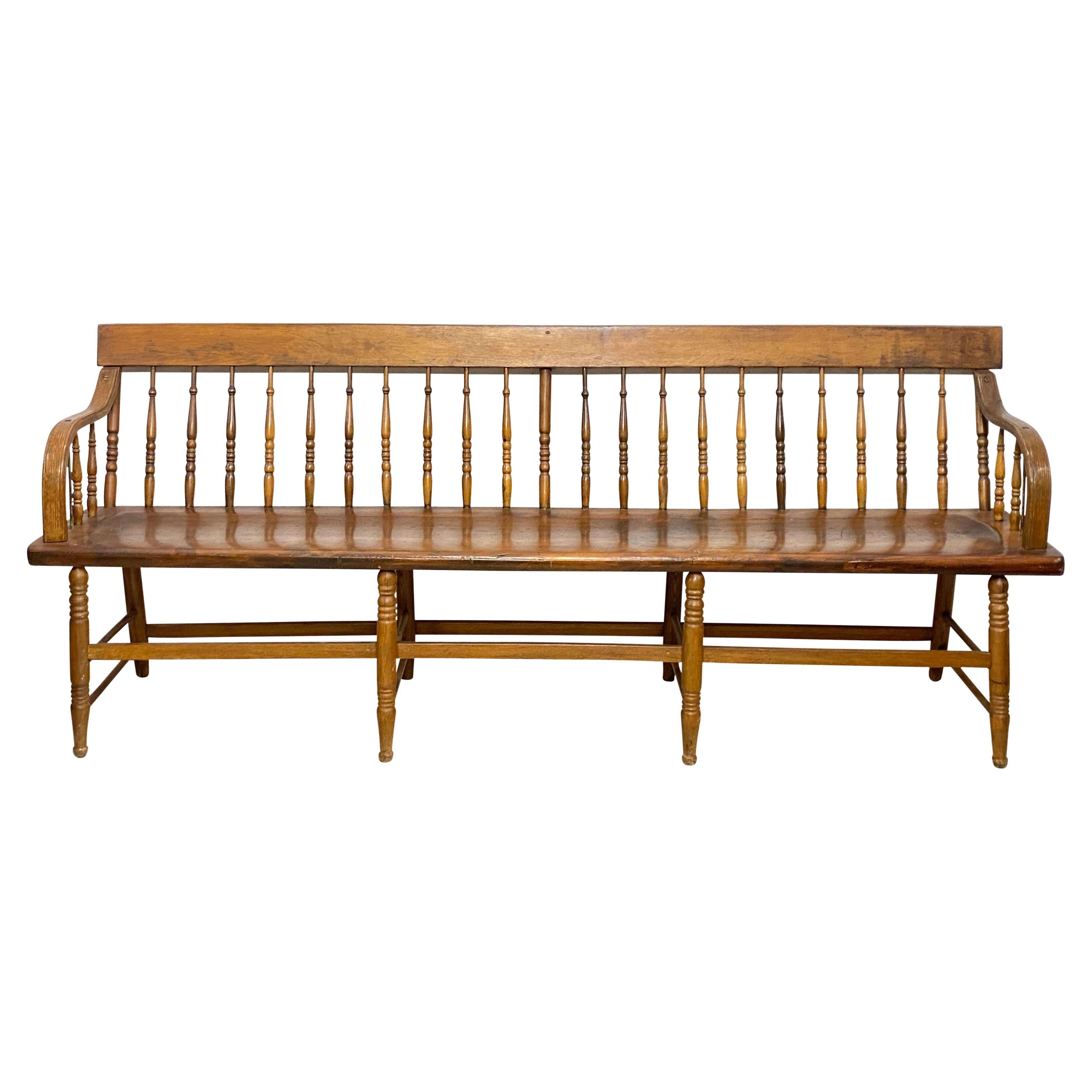 Early 19th Century American Pine Windsor Style Deacon's Bench