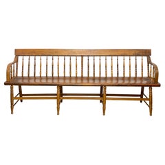 Used Early 19th Century American Pine Windsor Style Deacon's Bench