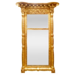 Début du 19ème siècle, Sheraton américain Antique Giltwood Pier Mirror