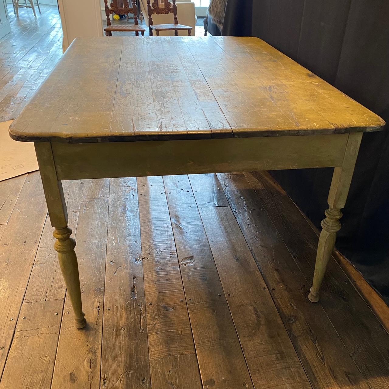 Early 19th Century Americana Primitive Painted Farm Table from Maine For Sale 7