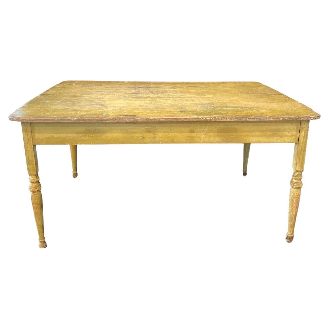 Early 19th Century Americana Primitive Painted Farm Table from Maine For Sale