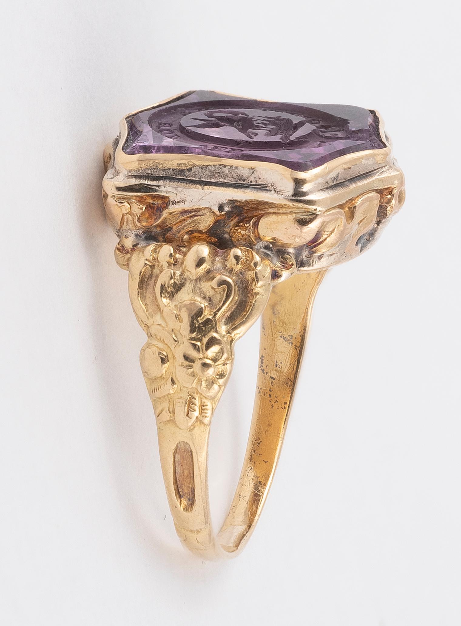 Georgian Early 19th Century Amethyst Intaglio Ring