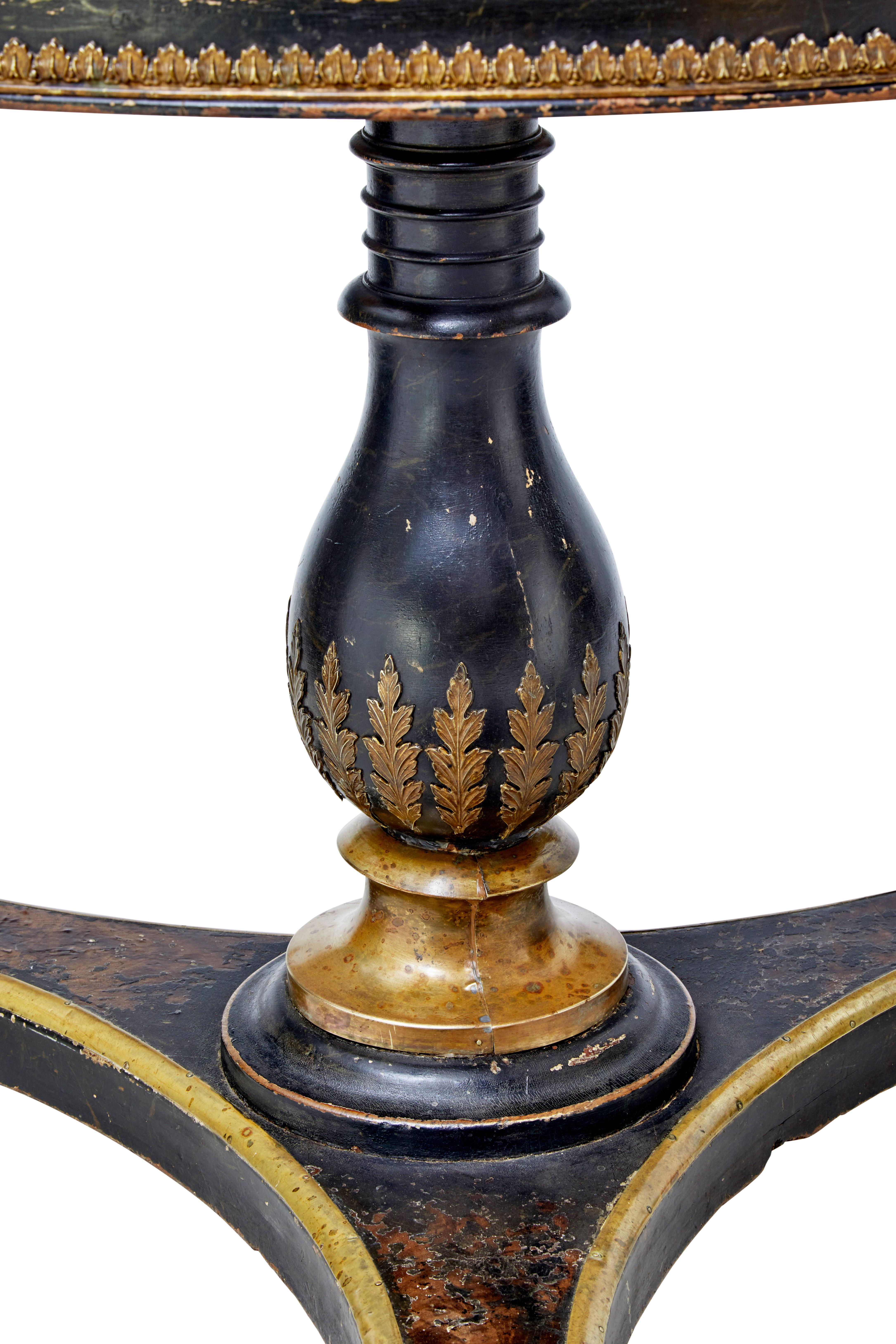 Regency Early 19th Century and Later Ebonized Marble Top Center Table