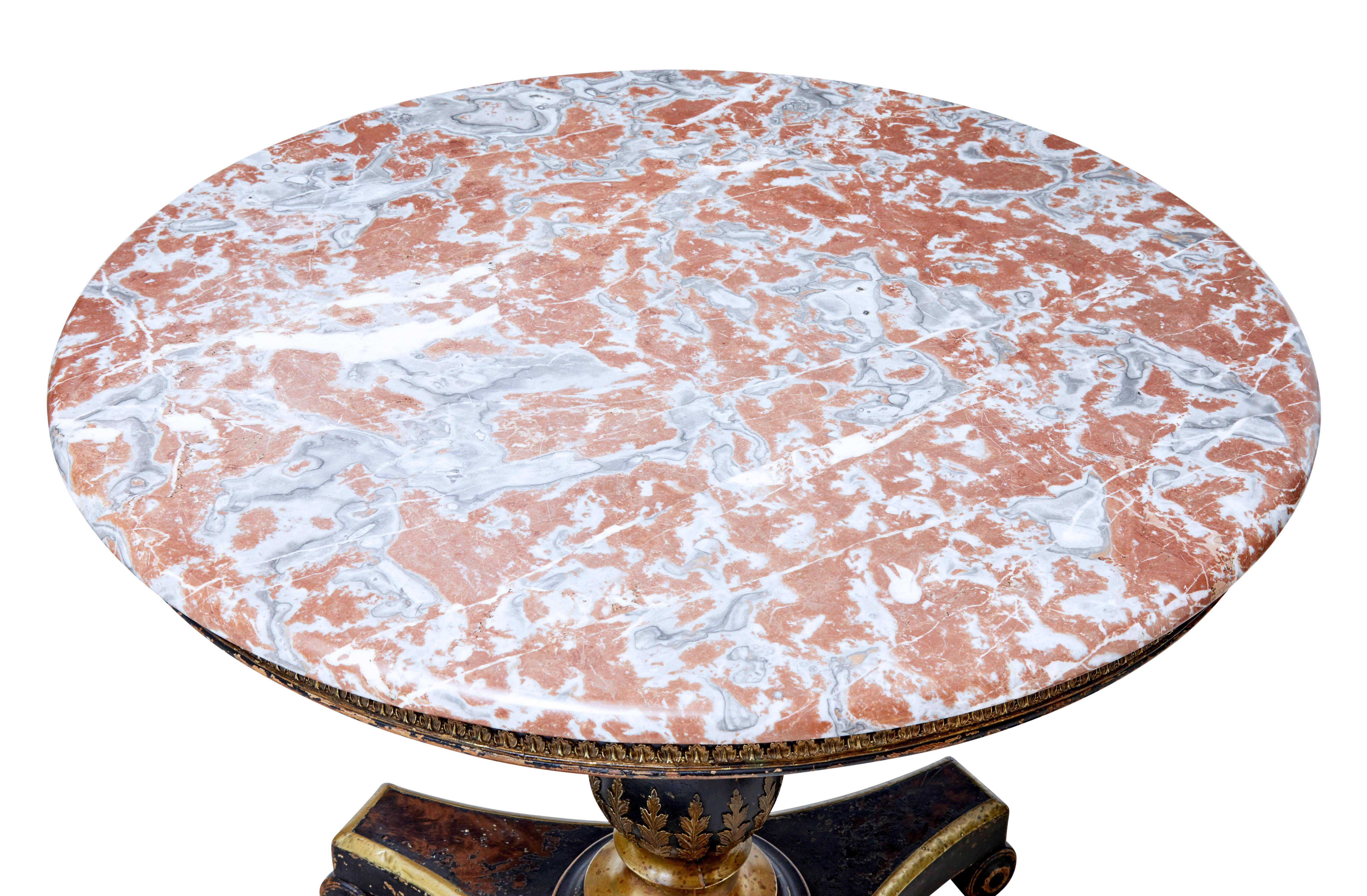 Early 19th Century and Later Ebonized Marble Top Center Table In Good Condition In Debenham, Suffolk