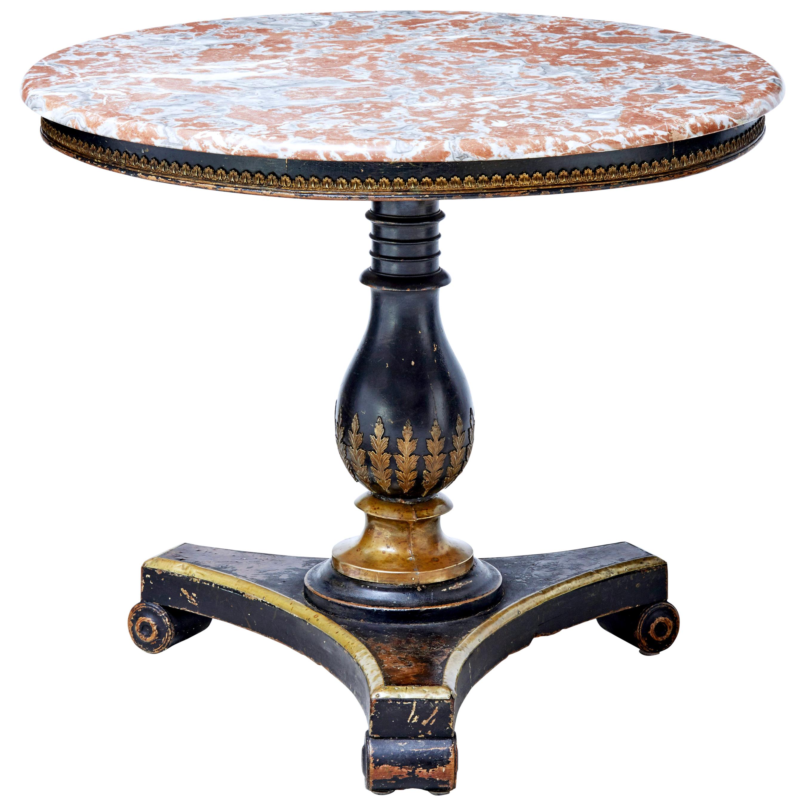 Early 19th Century and Later Ebonized Marble Top Center Table