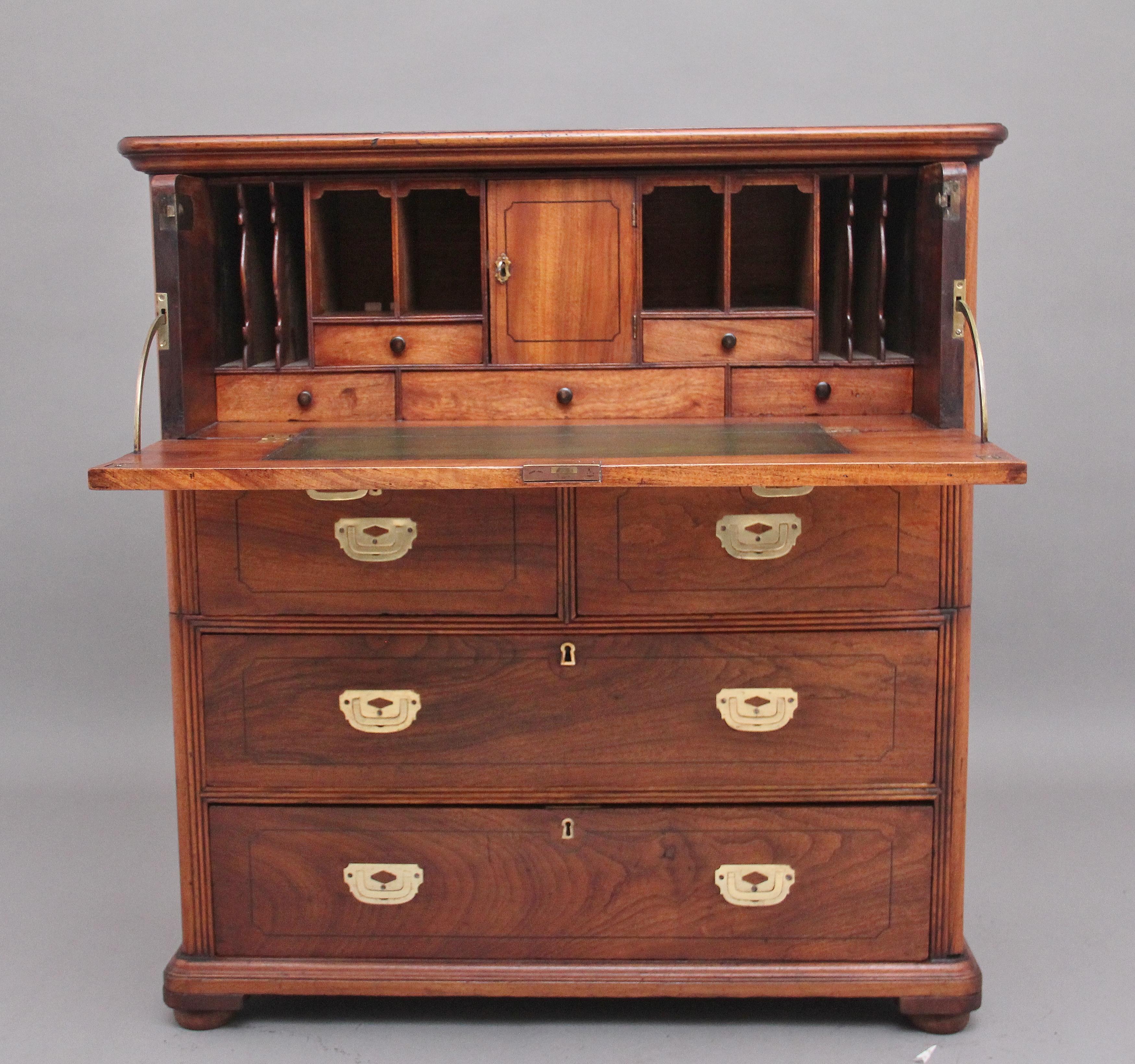 Hardwood Early 19th Century Anglo-Indian Campaign Chest