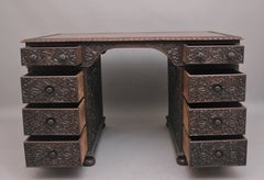 Early 19th Century Anglo-Indian carved partners desk