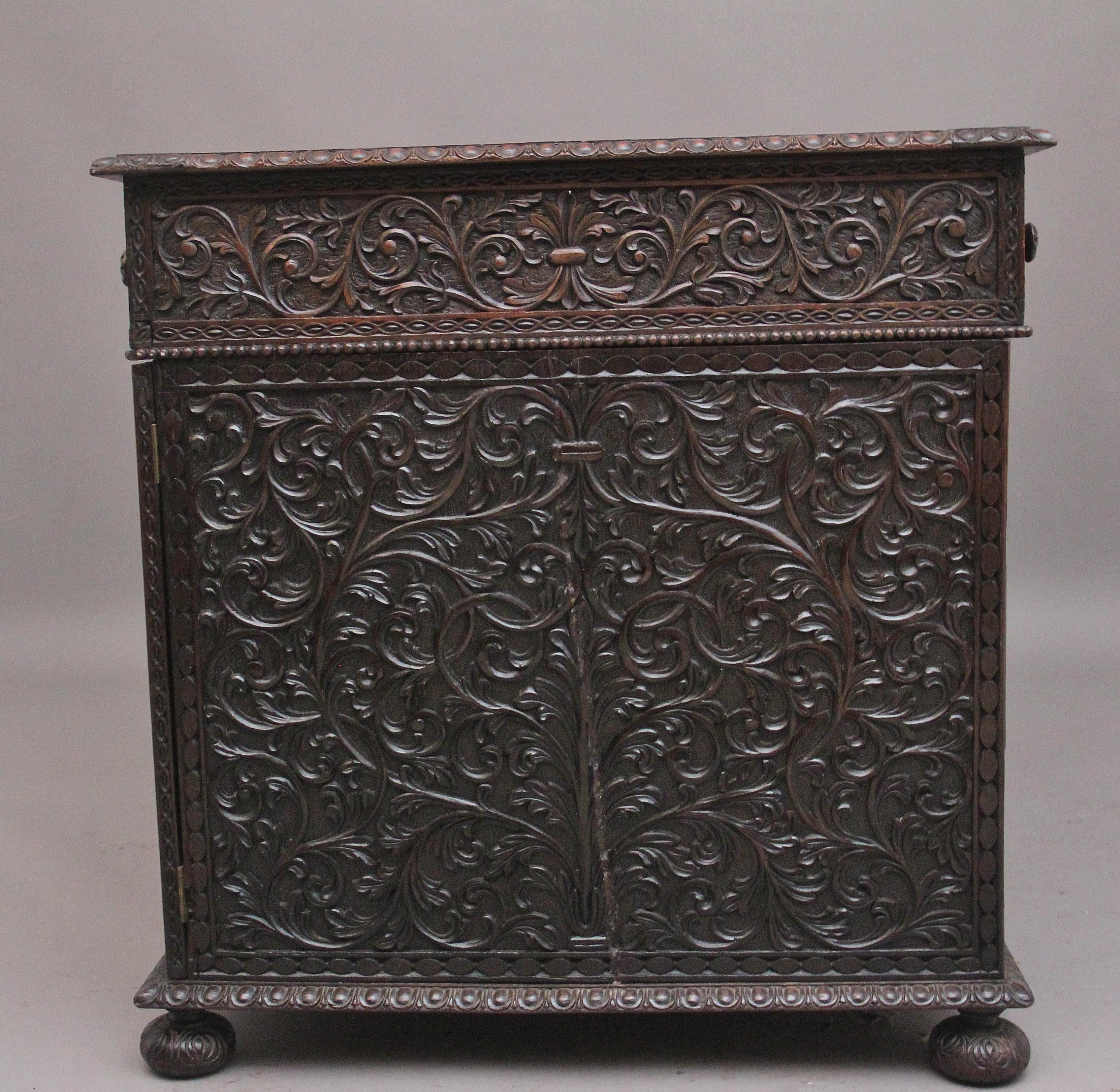 Early 19th Century Anglo-Indian carved partners desk In Good Condition For Sale In Martlesham, GB