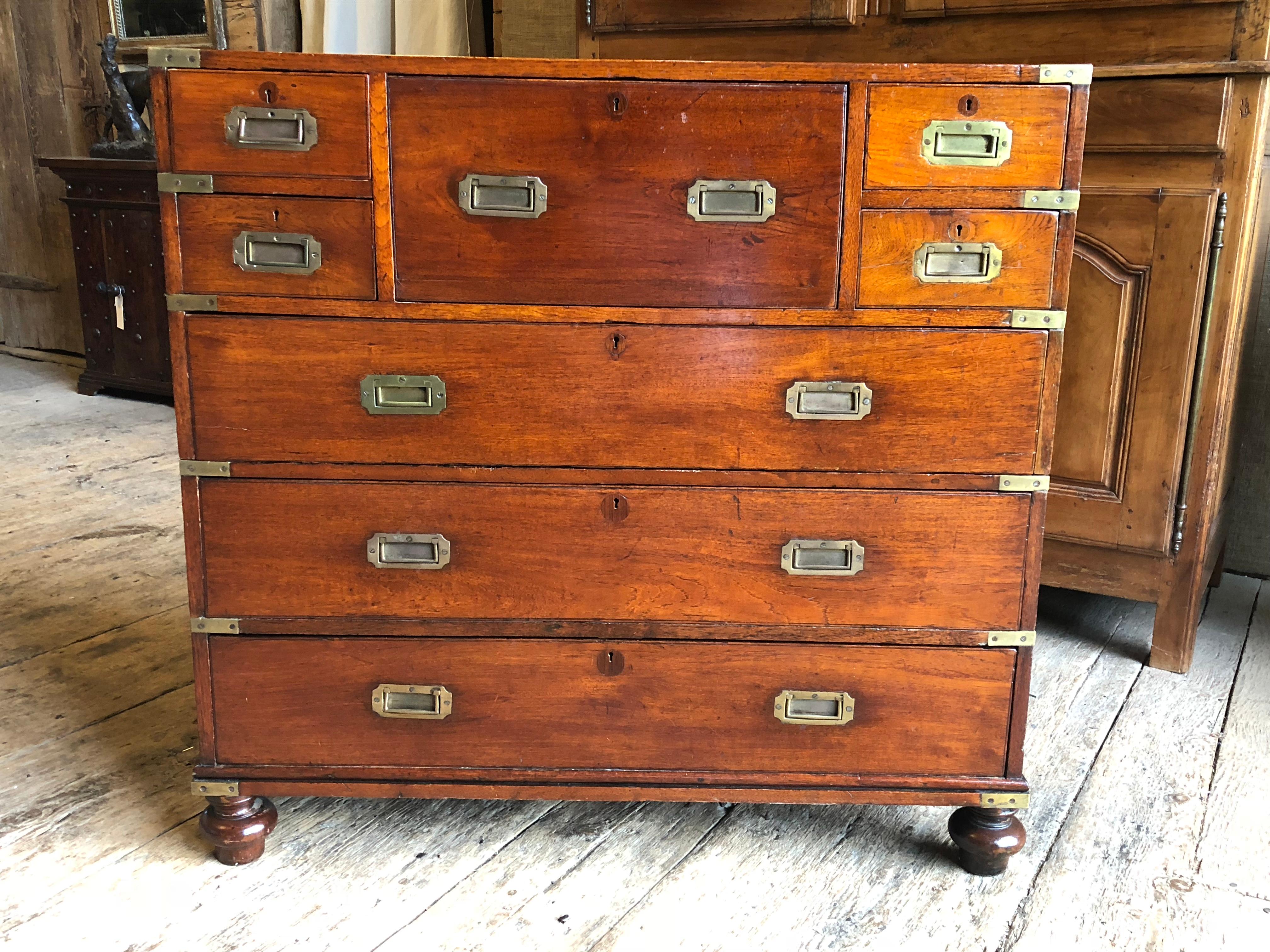 Early 19th Century Anglo-Indian Mahogany Campaign Chest with Desk 7