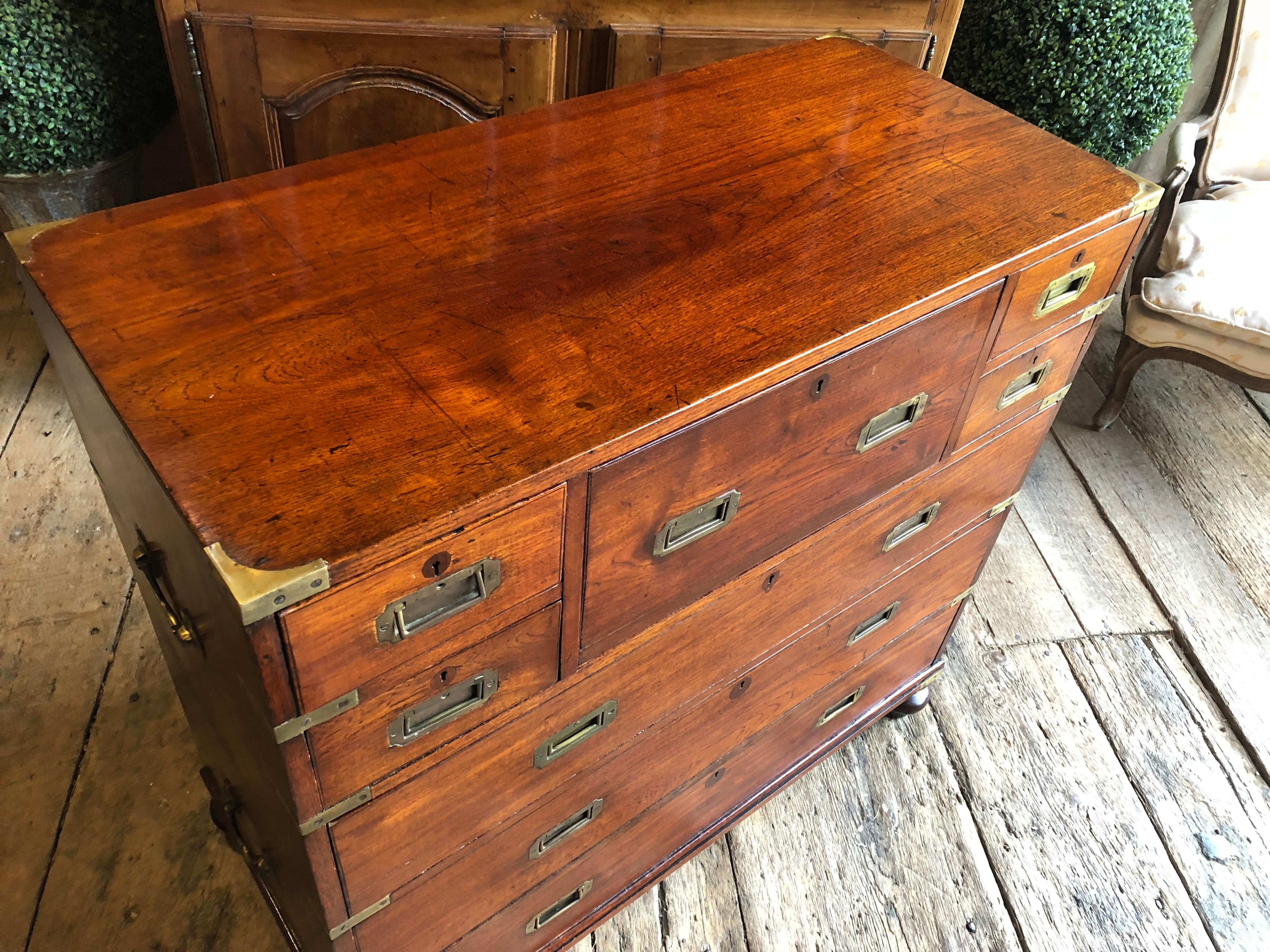 Early 19th Century Anglo-Indian Mahogany Campaign Chest with Desk 1