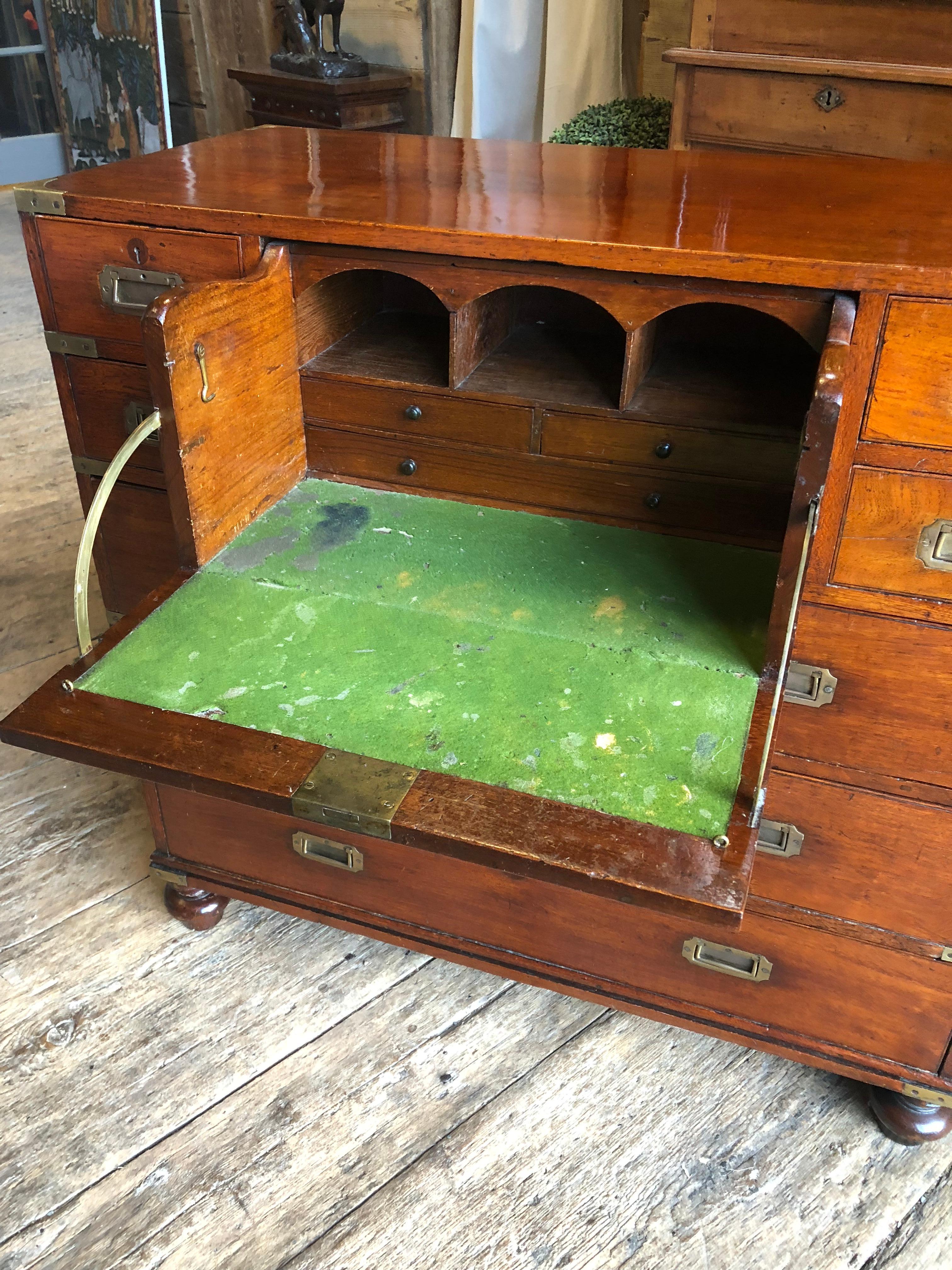 Early 19th Century Anglo-Indian Mahogany Campaign Chest with Desk 2