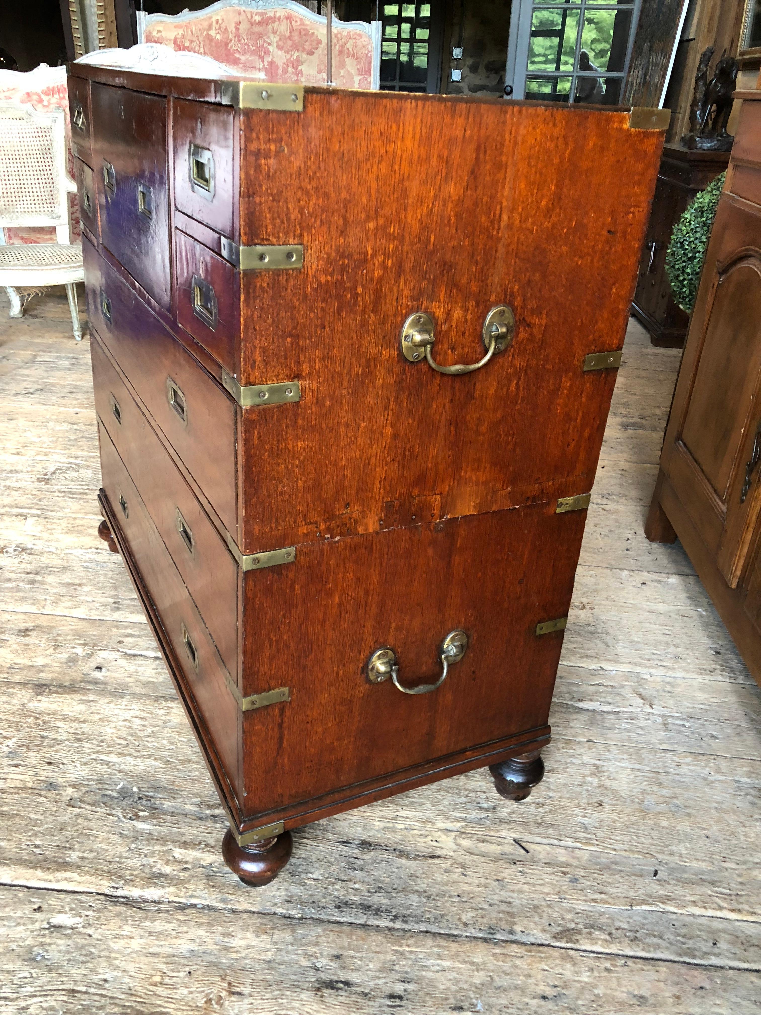 Early 19th Century Anglo-Indian Mahogany Campaign Chest with Desk 3