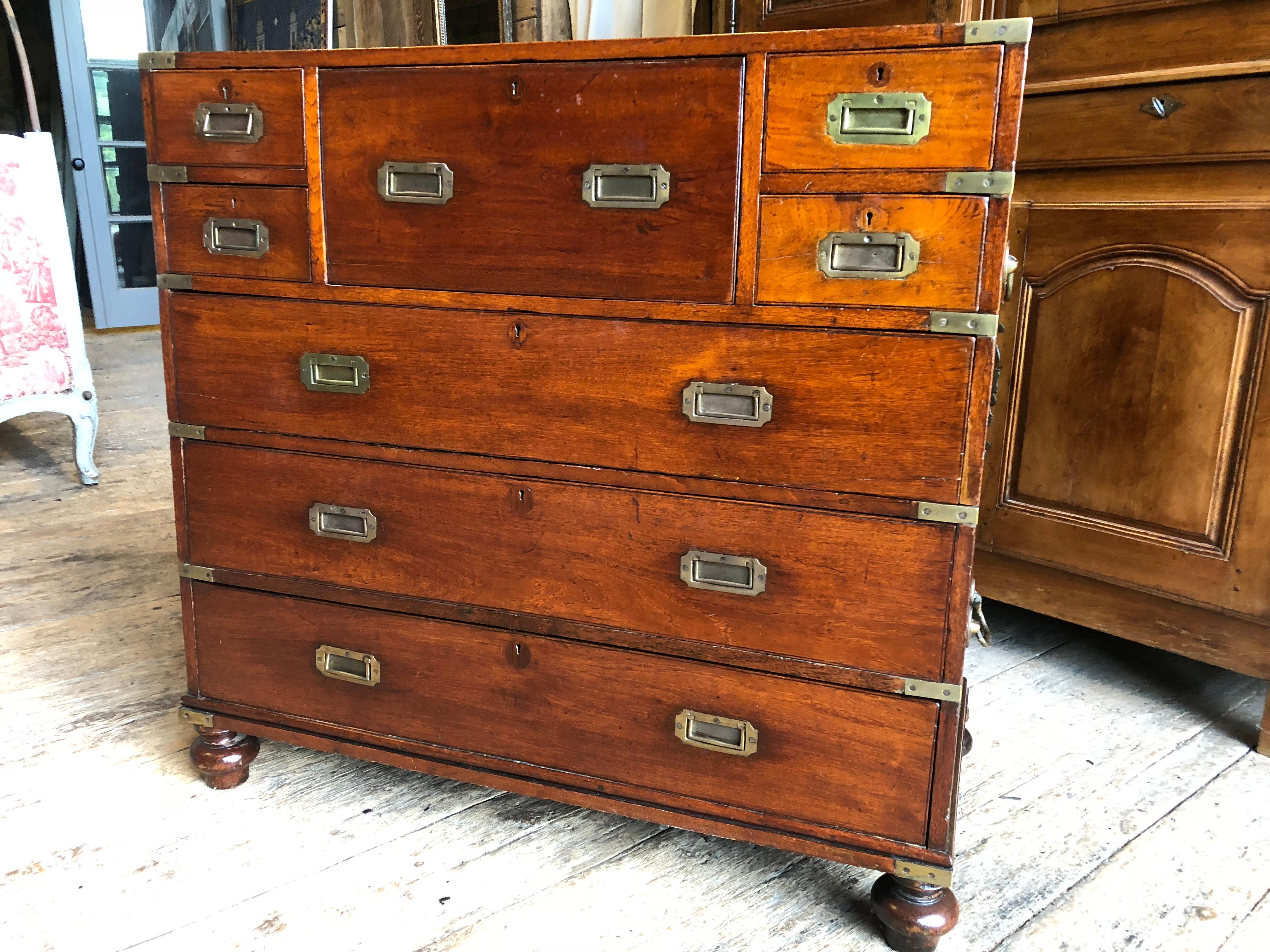 Early 19th Century Anglo-Indian Mahogany Campaign Chest with Desk 5