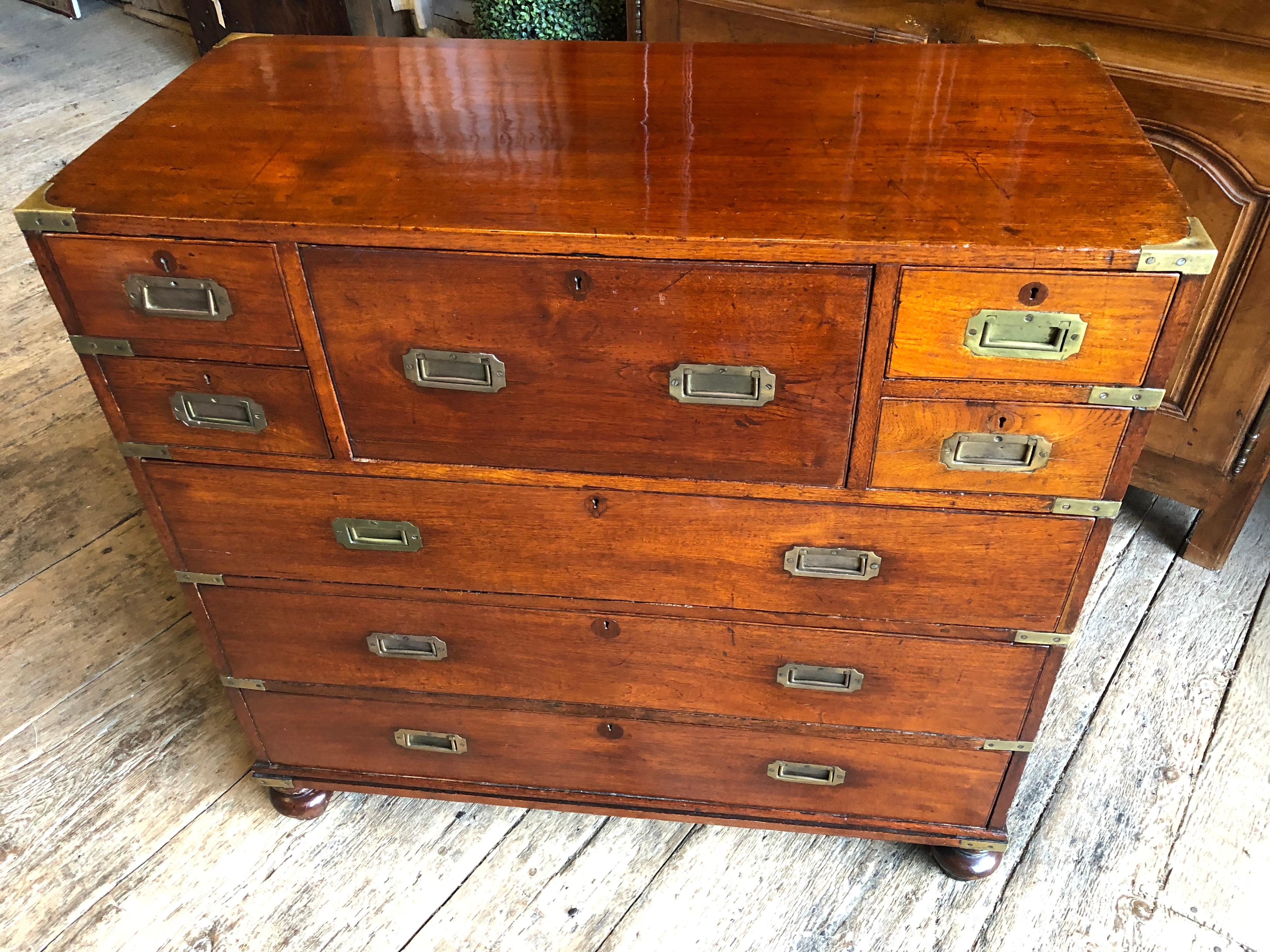 Early 19th Century Anglo-Indian Mahogany Campaign Chest with Desk 6