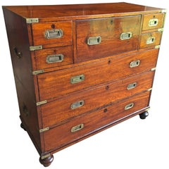 Early 19th Century Anglo-Indian Mahogany Campaign Chest with Desk