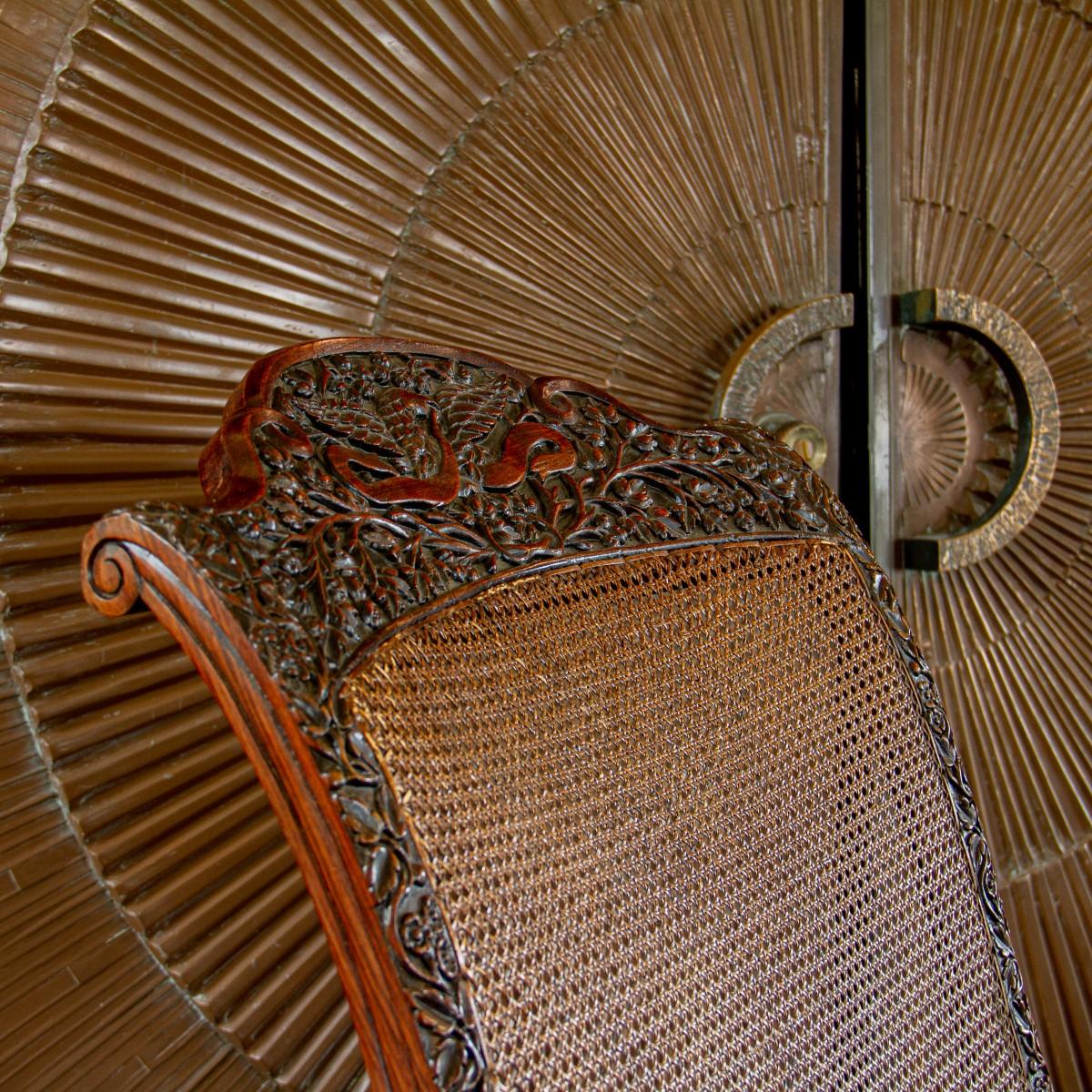 Rattan Early 19th Century Anglo-Indian Padouk Wood Armchair, circa 1830