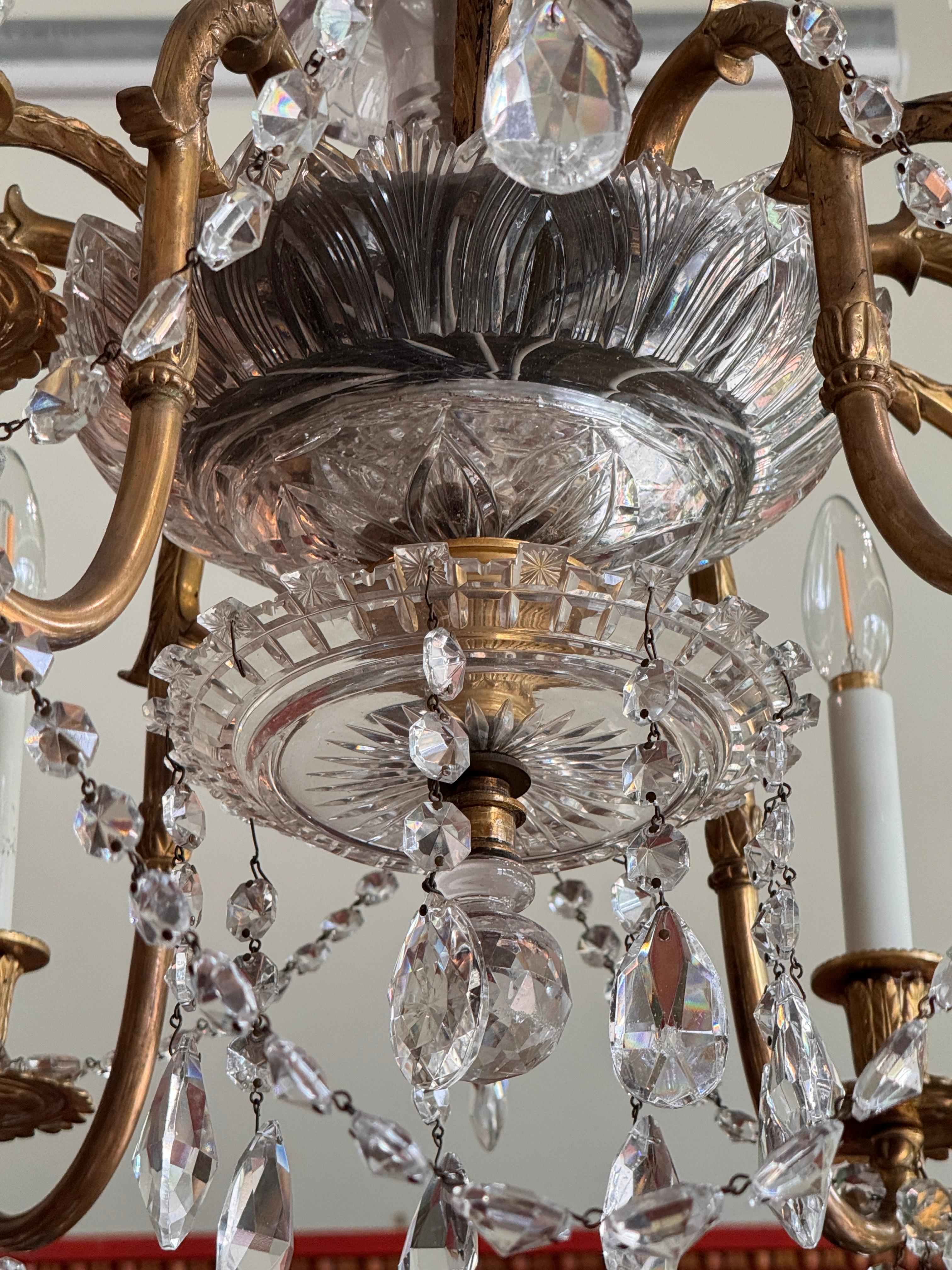 Bronze Lustre anglo-irlandais du début du XIXe siècle en cristal et bronze doré en vente