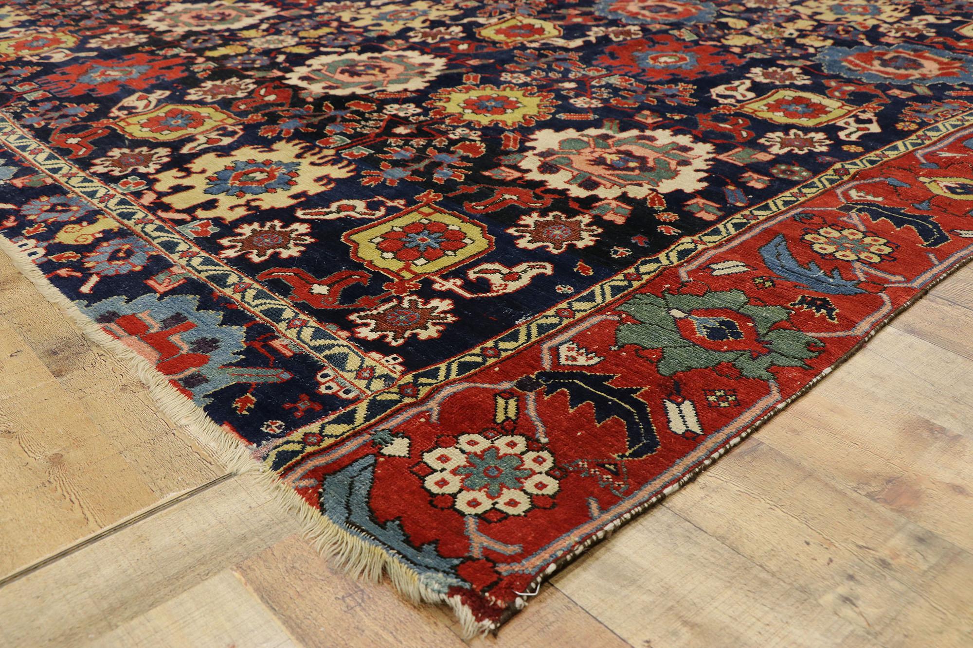 Hand-Knotted Early 19th Century Antique Caucasian Azerbaijan Rug with Harshang Design For Sale