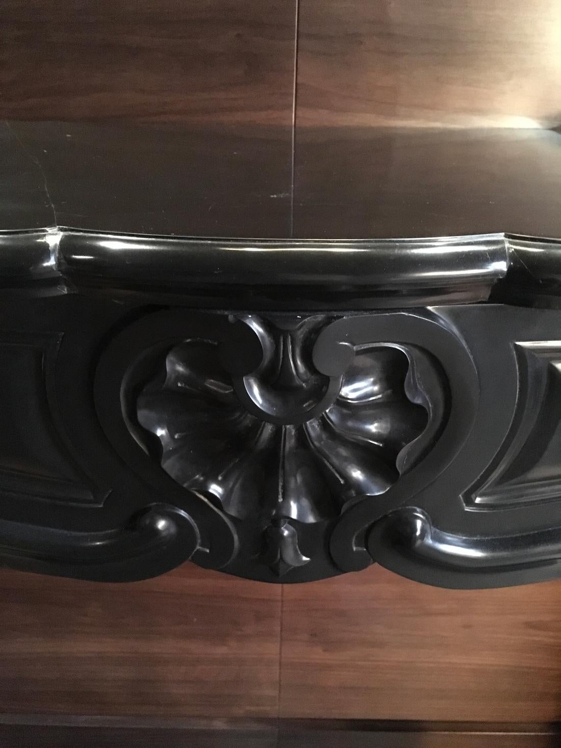 France Mid-19th Century Baroque Black Marble Fireplace 2