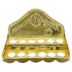 Early 19th Century Antique Brass Spoon Rack Wall Mounted Holder